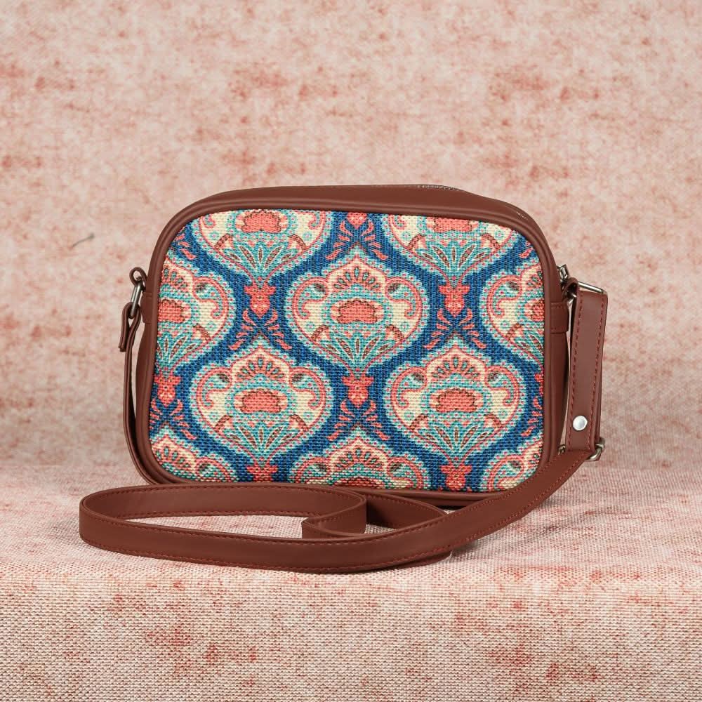 Chittoor Blue Kalamkari & Kovil Blue - Office Tote Bag & Sling Bag Combo - Image 6