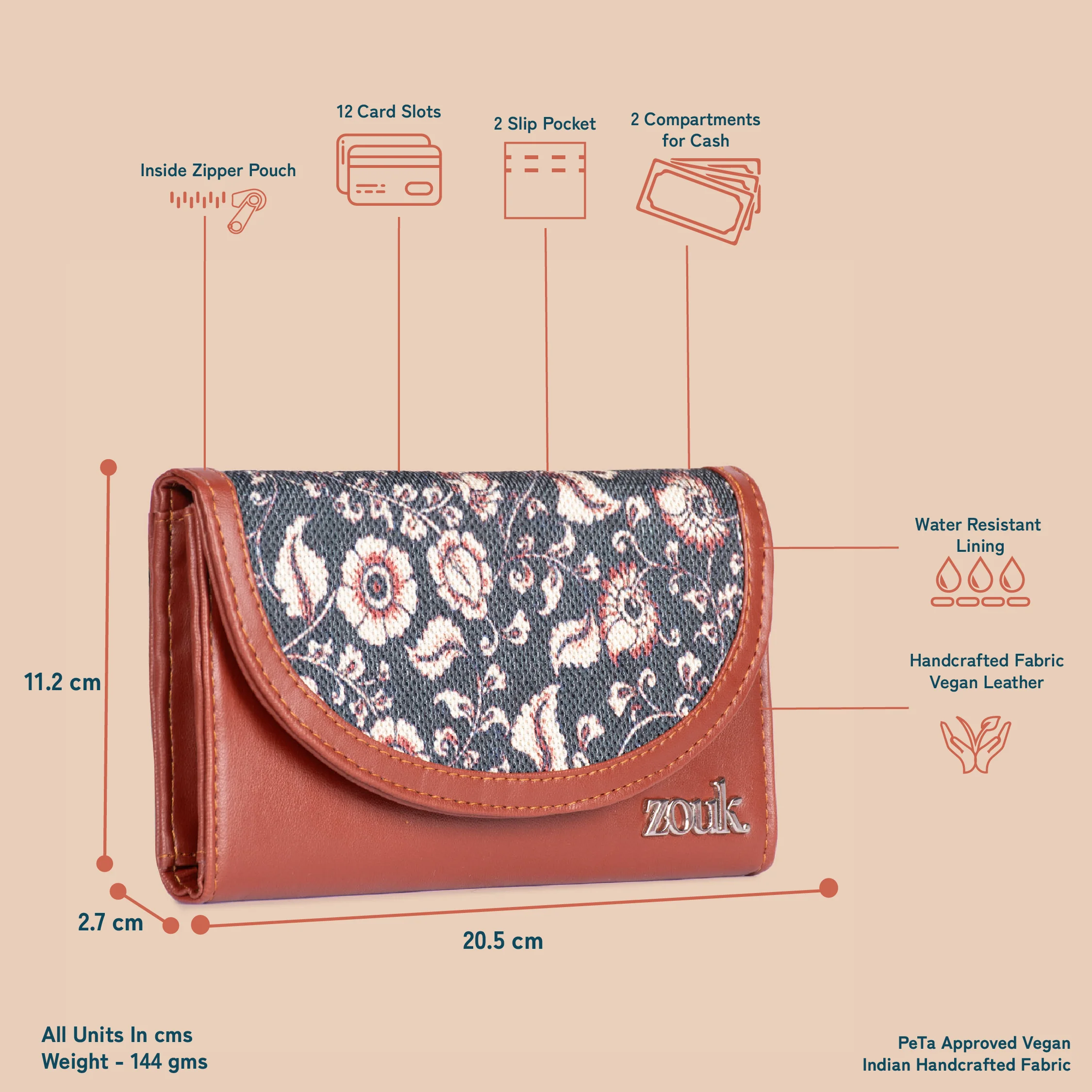 Chittoor Blue Kalamkari Kyra Flap Wallet - Image 5