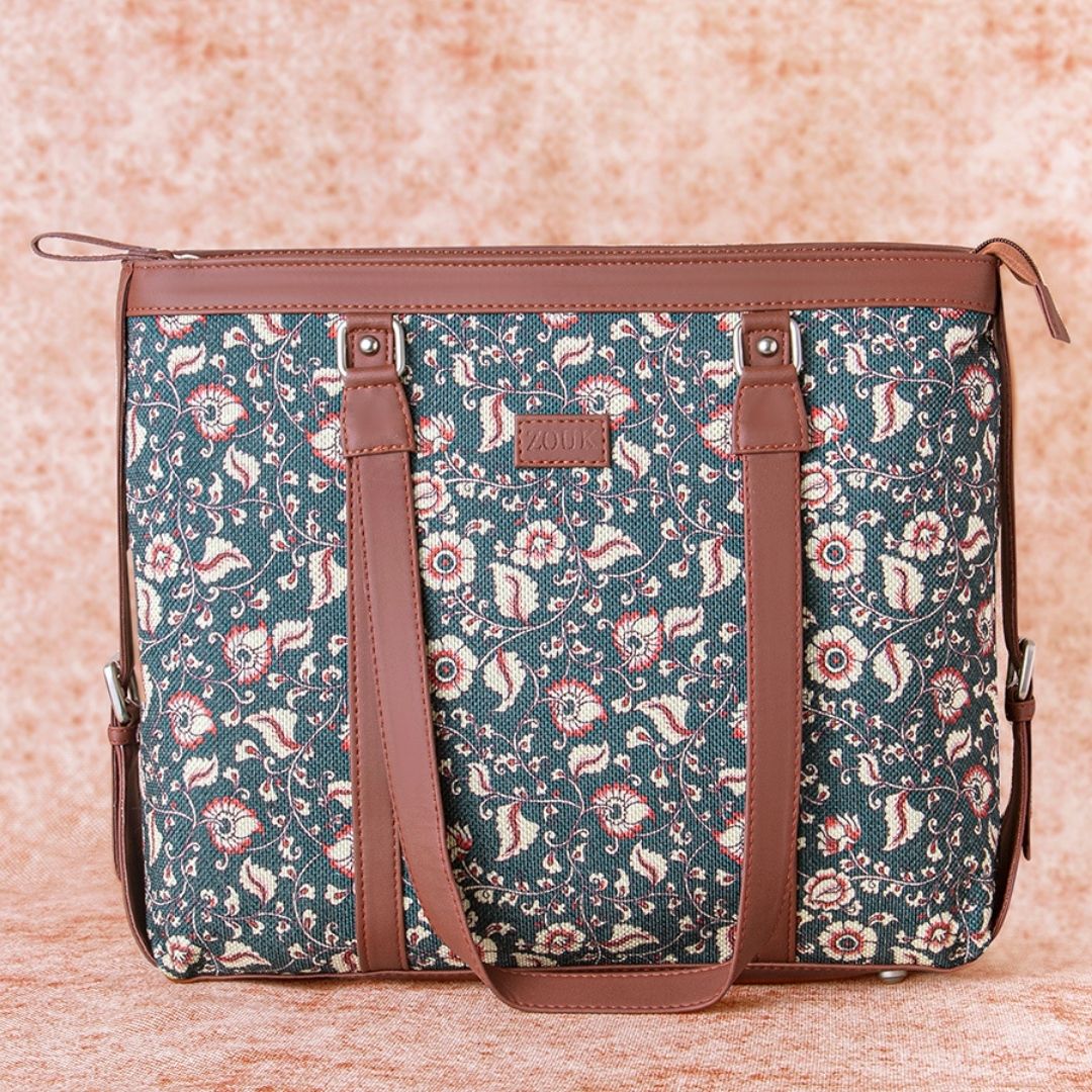 Chittoor Blue Kalamkari- Office Bag & Chain Wallet Combo - Image 2