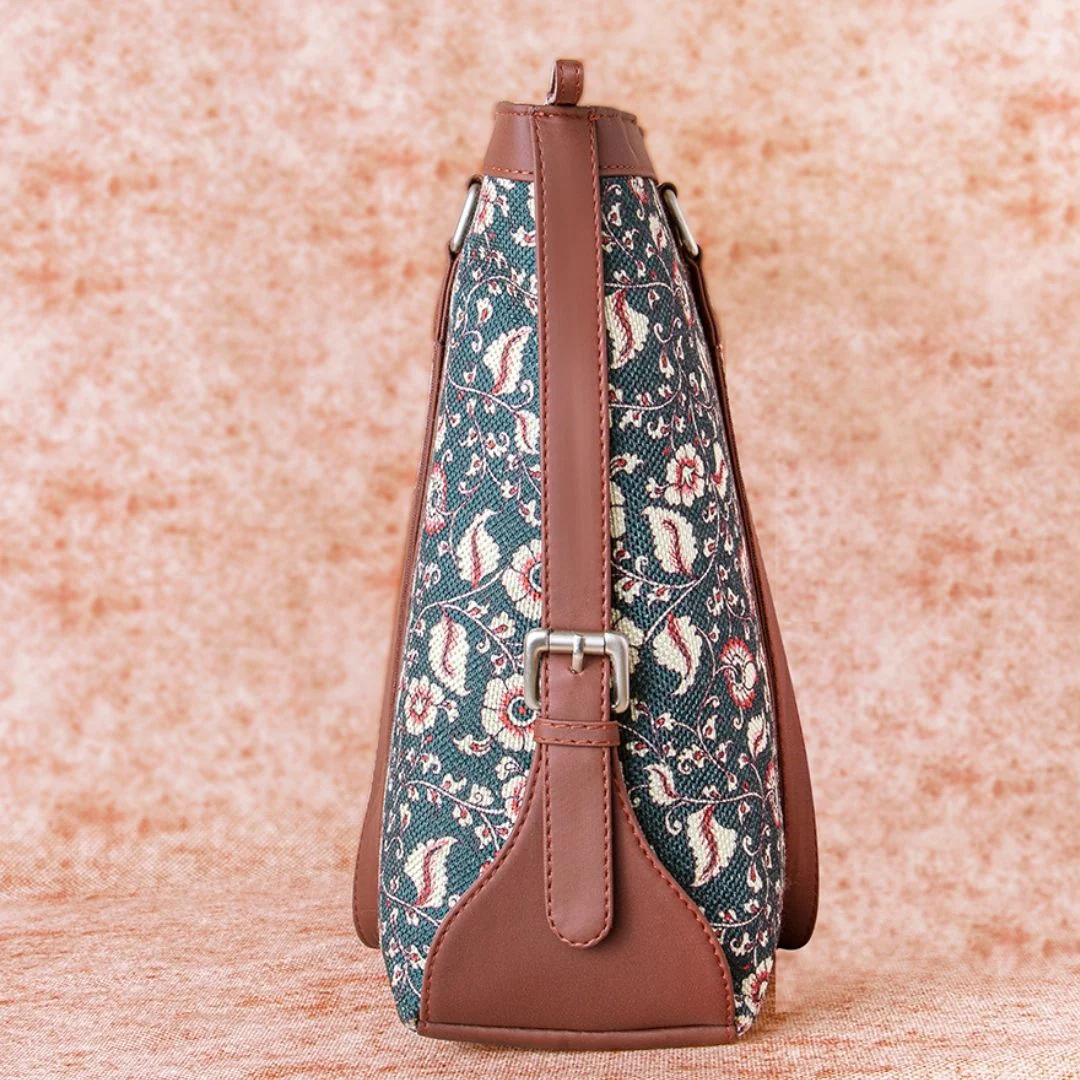 Chittoor Blue Kalamkari- Office Bag & Chain Wallet Combo - Image 4