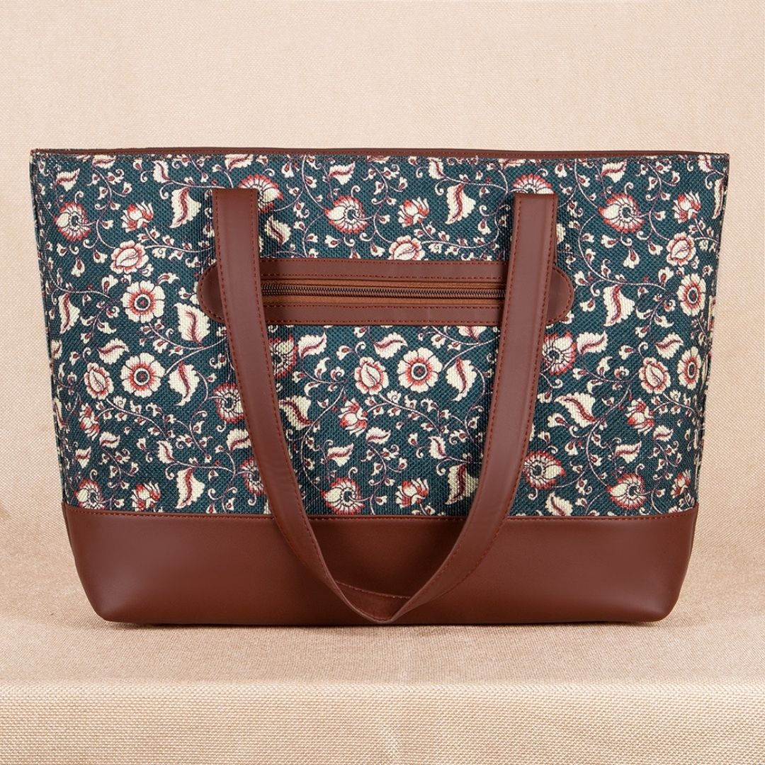 Chittoor Blue Kalamkari Shoulder Tote Bag - Image 2