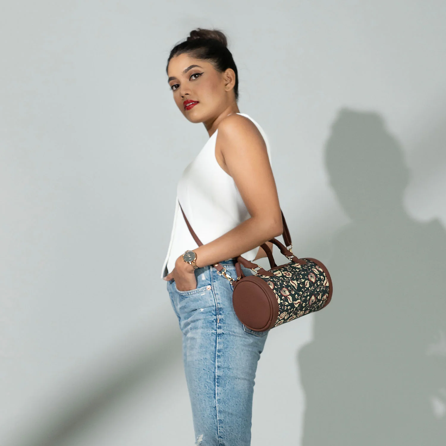 Chittoor Blue Kalamkari Statement Satchel (Small) - Image 9