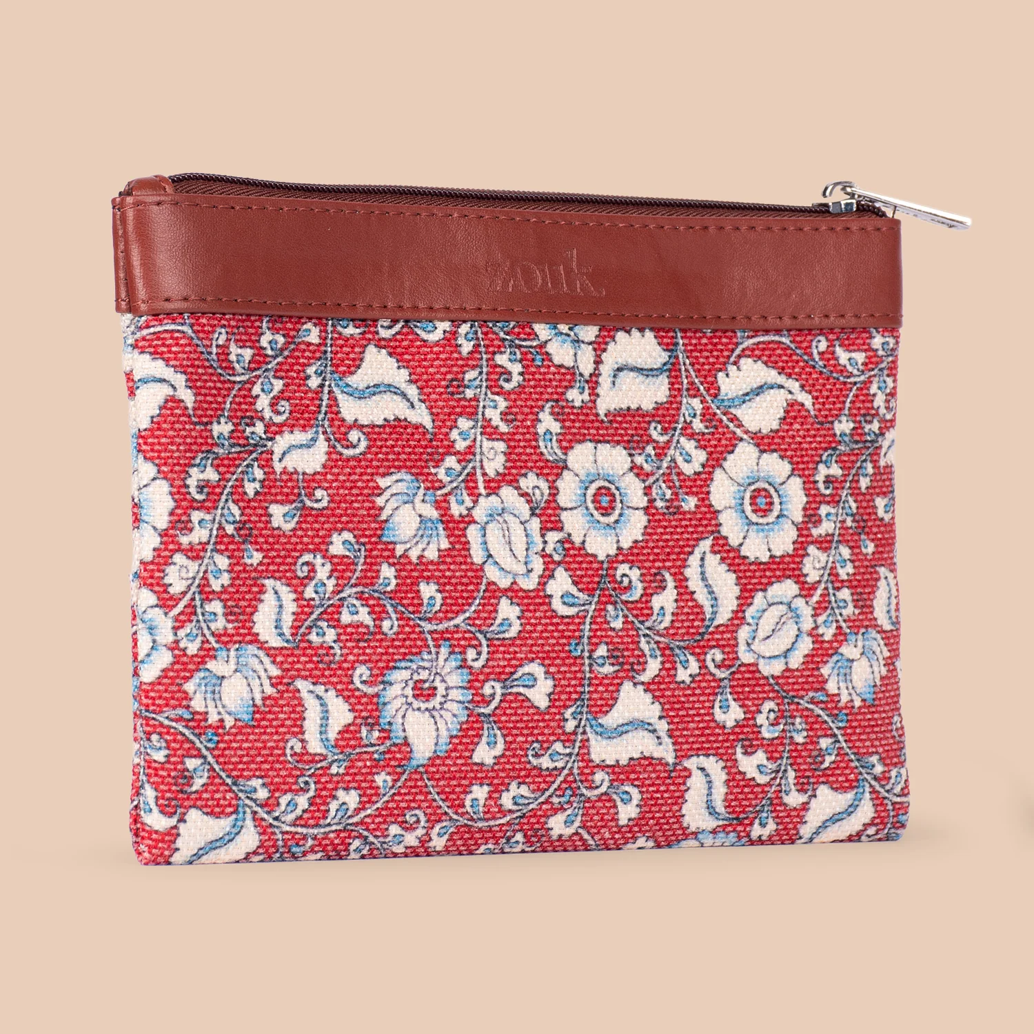 Chittoor Red Kalamkari Cosmetic Pouch - Image 3
