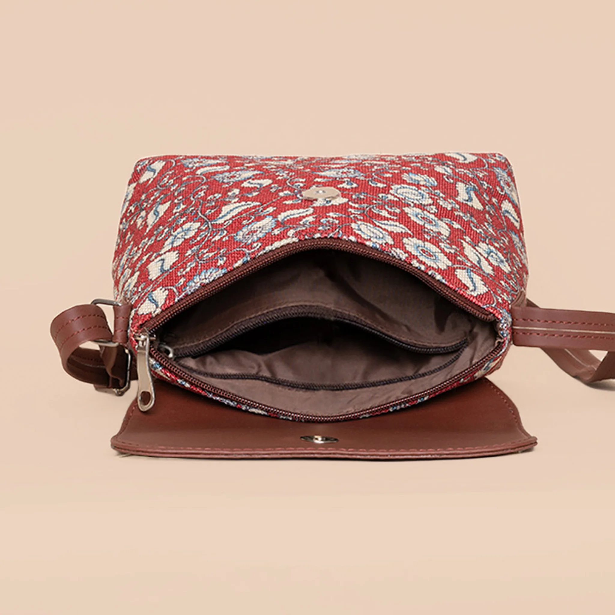 Chittoor Red Kalamkari Flap Sling Bag - Image 5