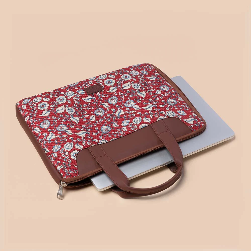 Chittoor Red Kalamkari L-Zippered Laptop Sleeve - Image 2