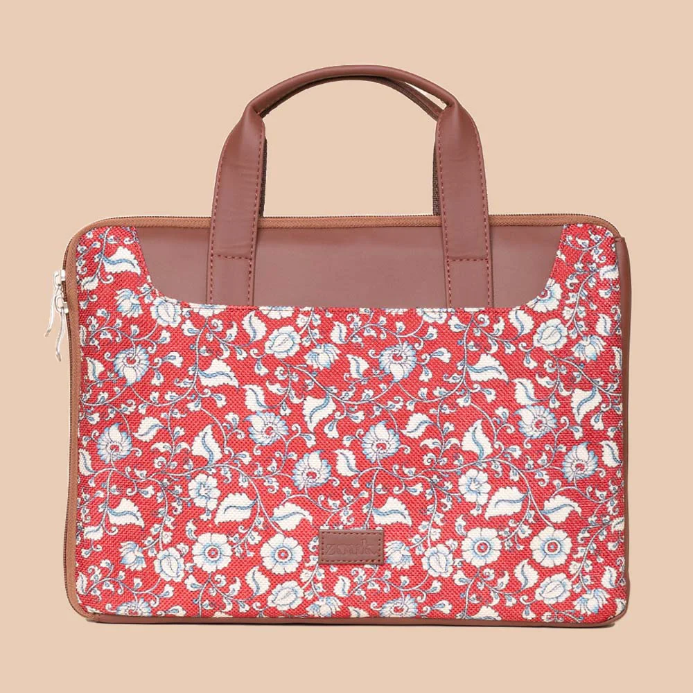 Chittoor Red Kalamkari L-Zippered Laptop Sleeve - Image 3