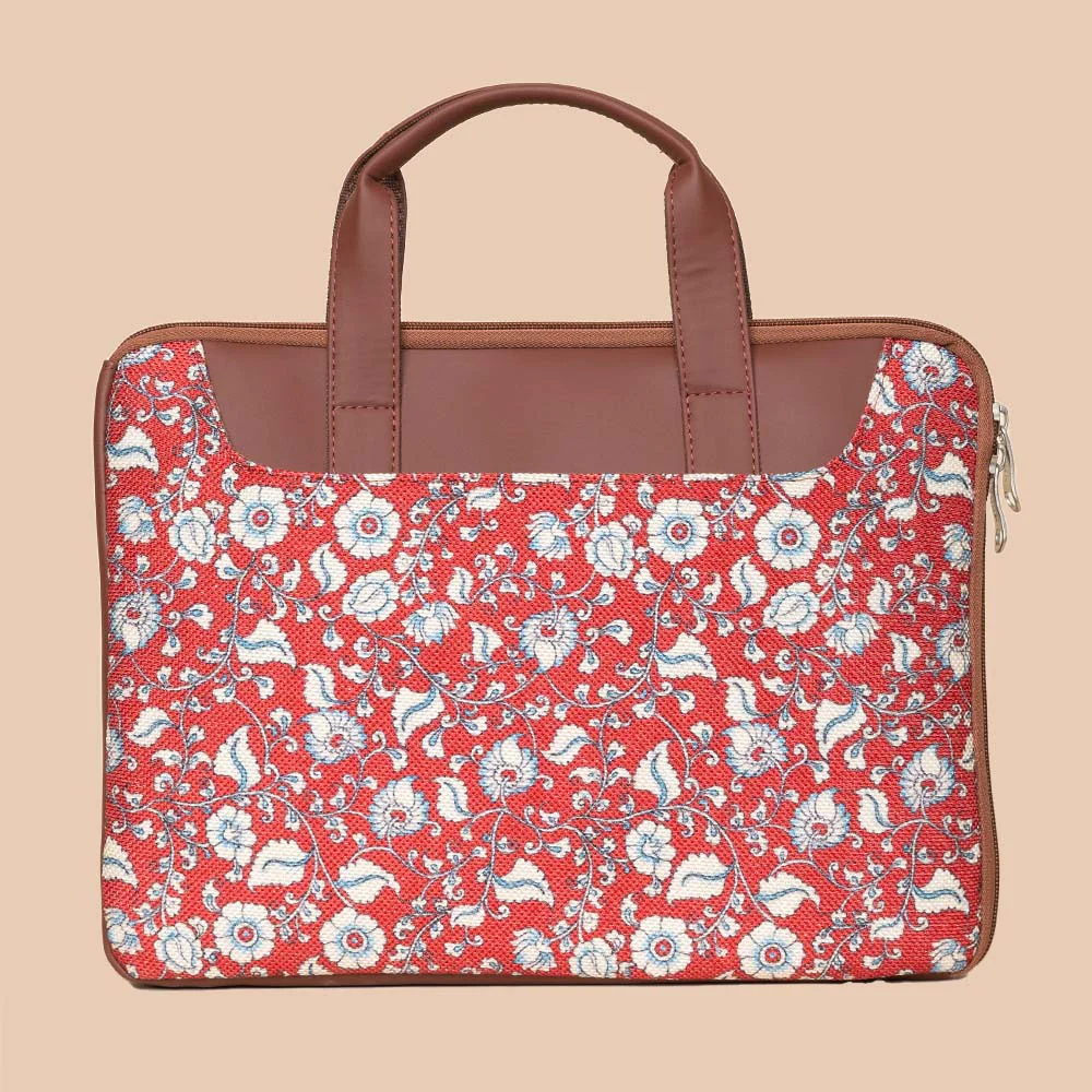 Chittoor Red Kalamkari L-Zippered Laptop Sleeve - Image 4