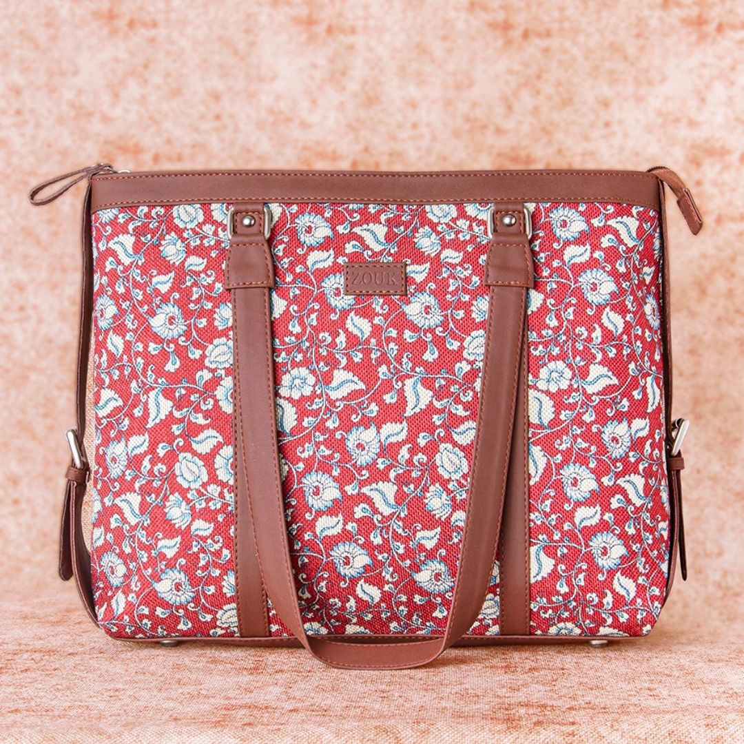 Chittoor Red Kalamkari - Office Bag & Classic Zipper Wallet Combo - Image 2