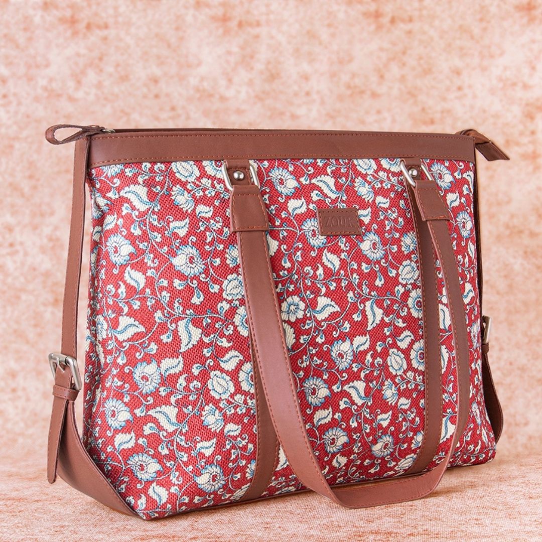 Chittoor Red Kalamkari - Office Bag & Classic Zipper Wallet Combo - Image 4