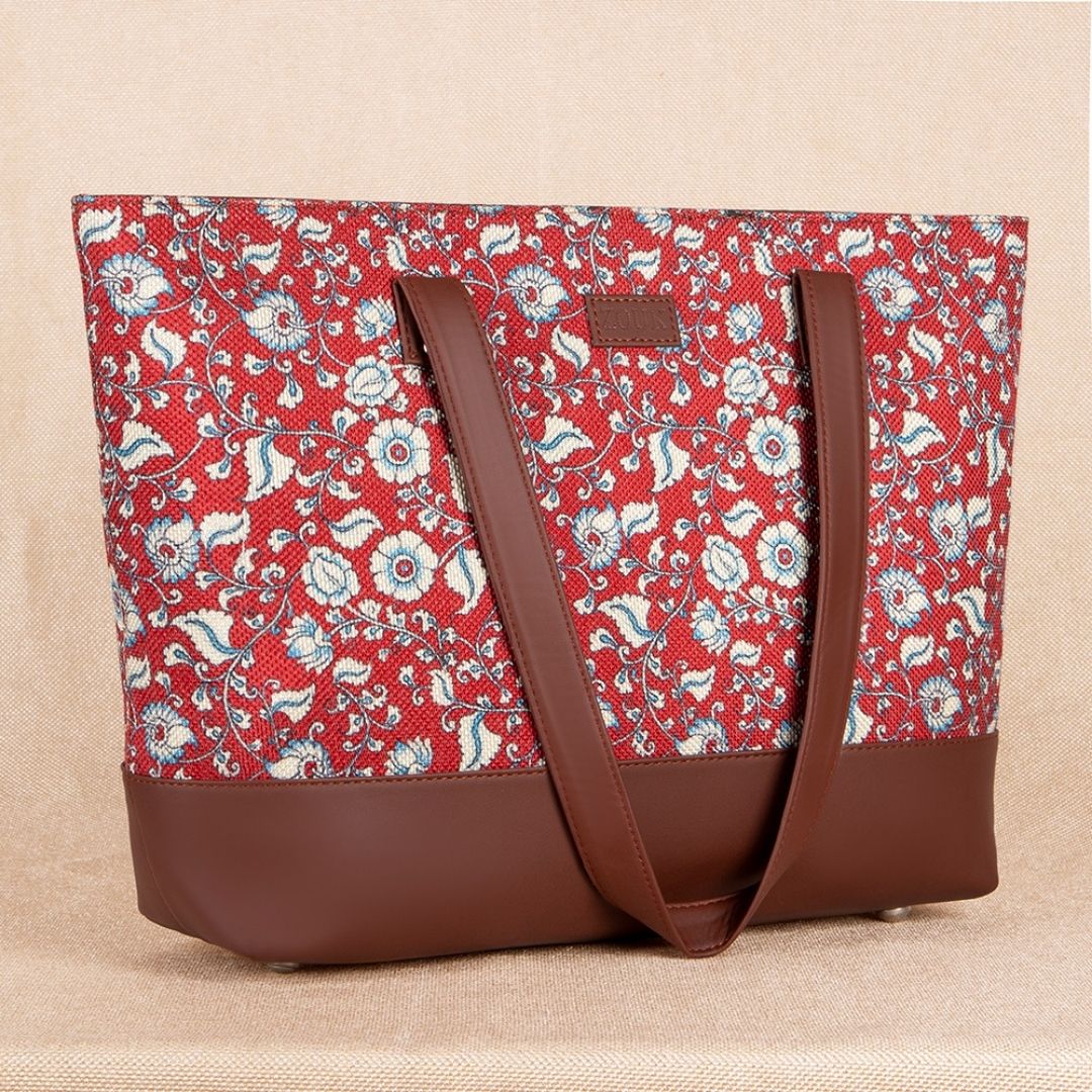 Chittoor Red Kalamkari Shoulder Tote Bag - Image 3