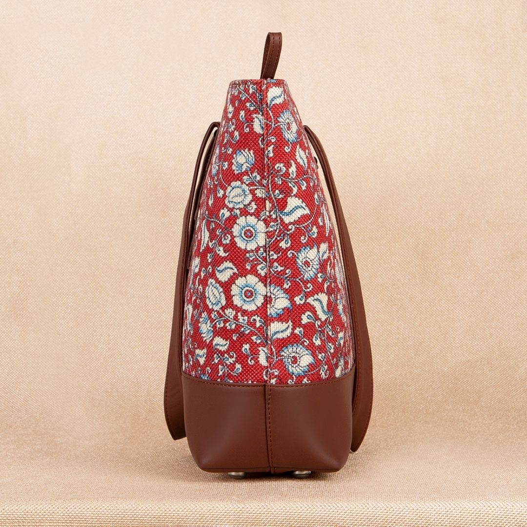 Chittoor Red Kalamkari Shoulder Tote Bag - Image 5