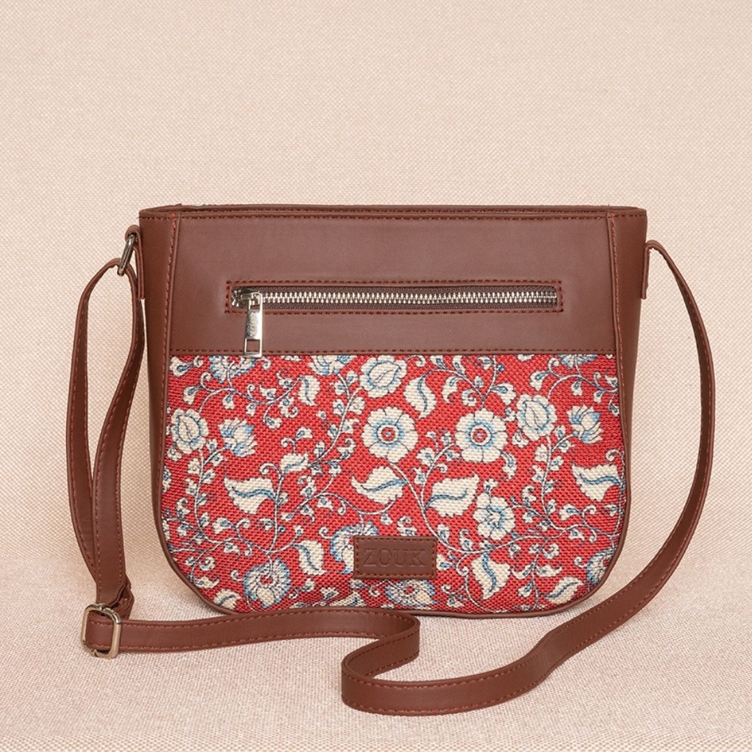 Chittoor Red Kalamkari U-Shaped Sling Bag - Image 3