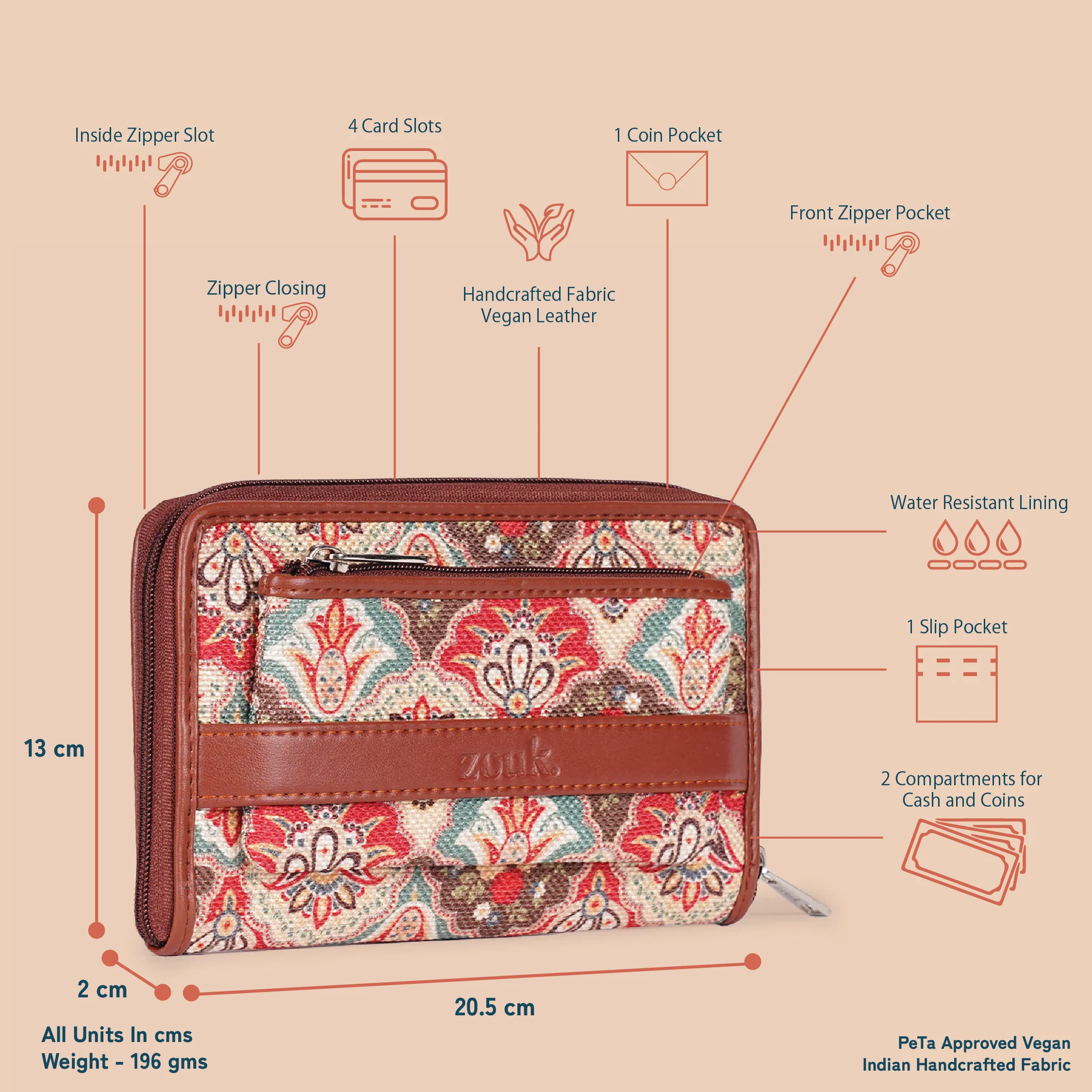 Mughal Art Multicolor Classic Zipper Wallet - Image 5