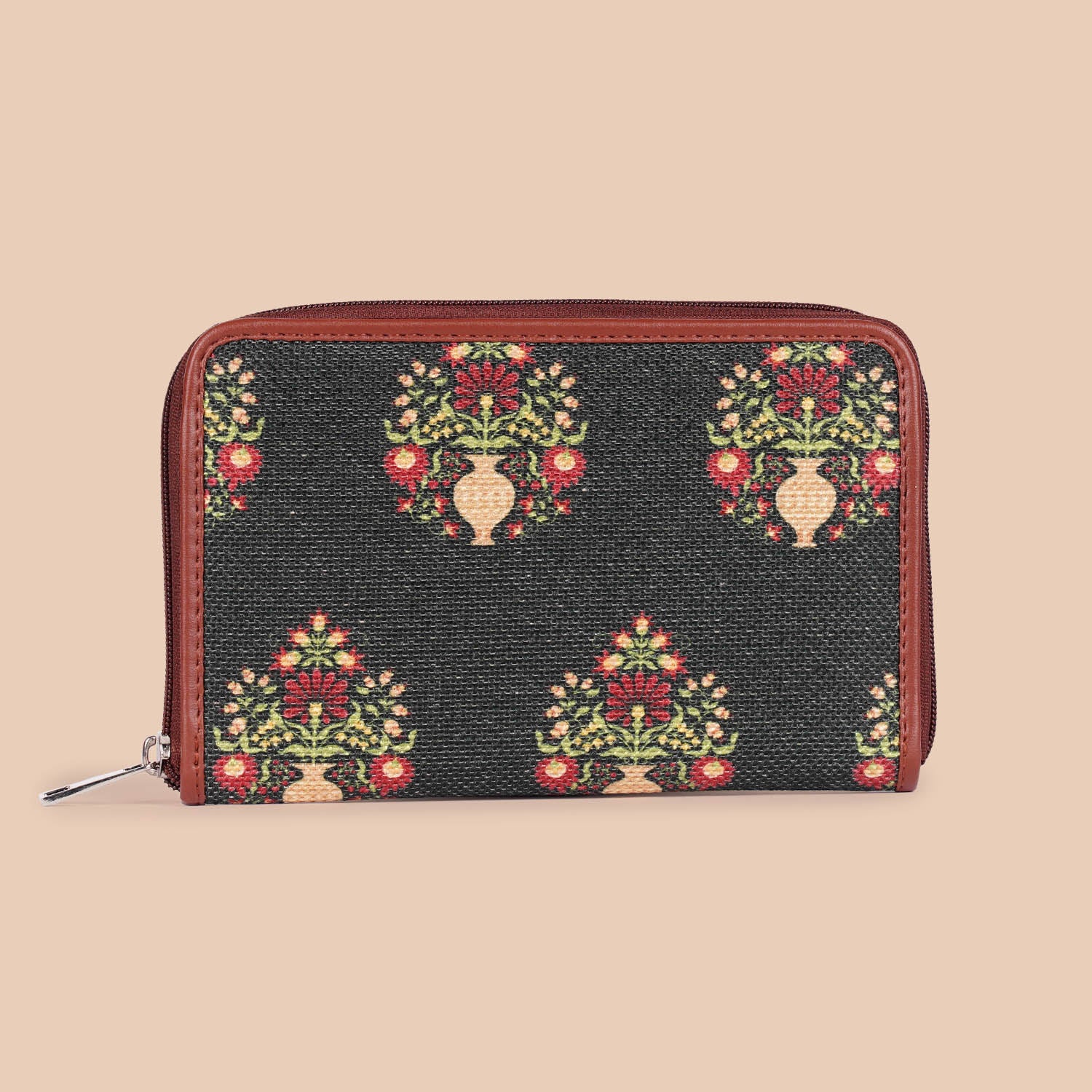 Royal Green Mogra Print Classic Zipper Wallet - Image 3