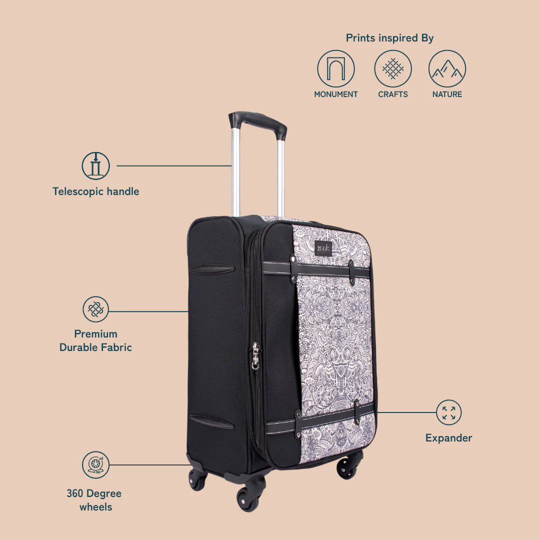 Colaba Shirin Saira Trolley Bag - Black (Cabin) - Image 3