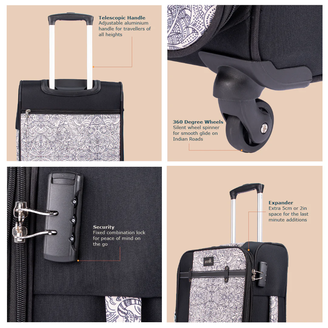 Colaba Shirin Saira Trolley Bag - Black (Medium) - Image 4