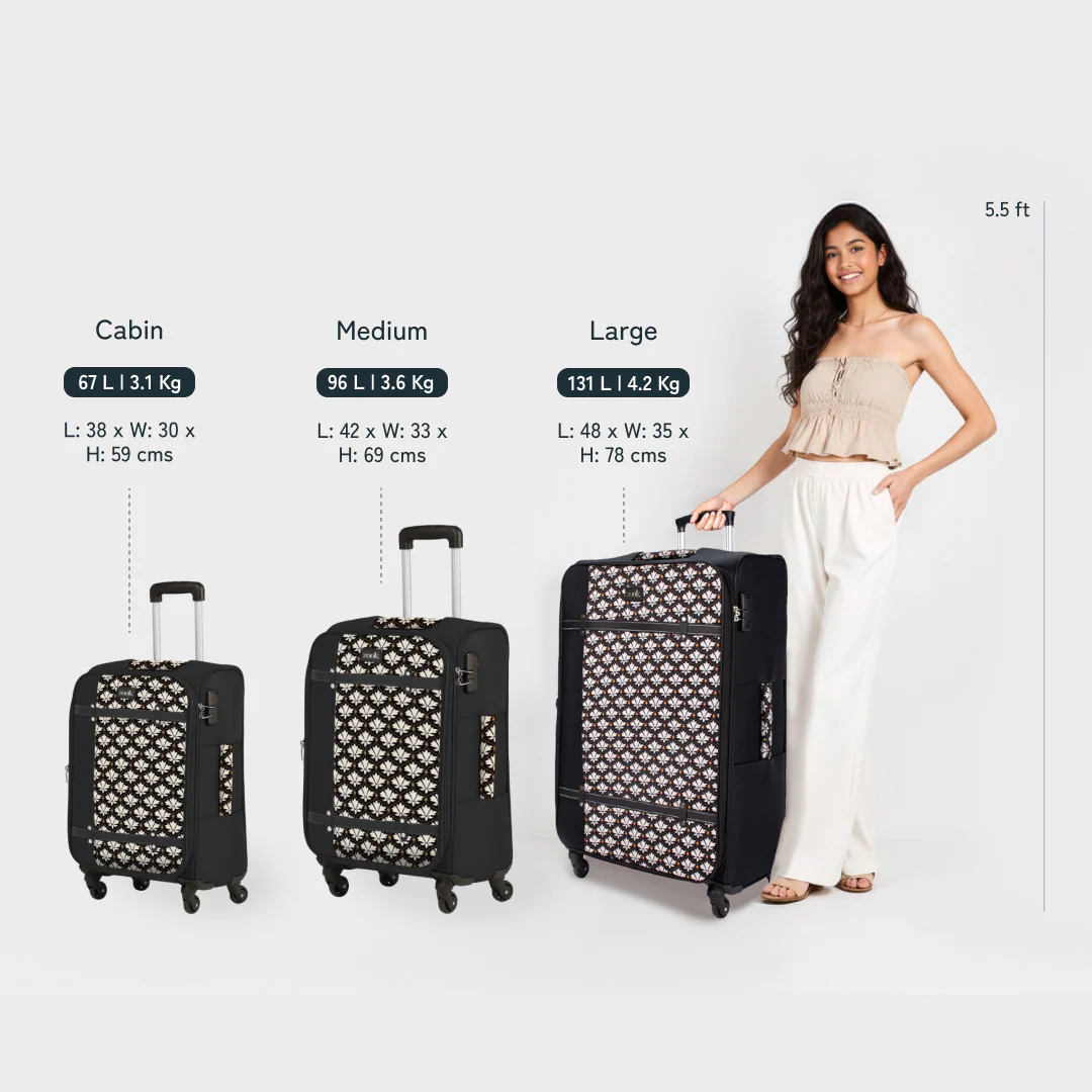 Colaba Shirin Saira Trolley Bag - Black (Medium) - Image 5