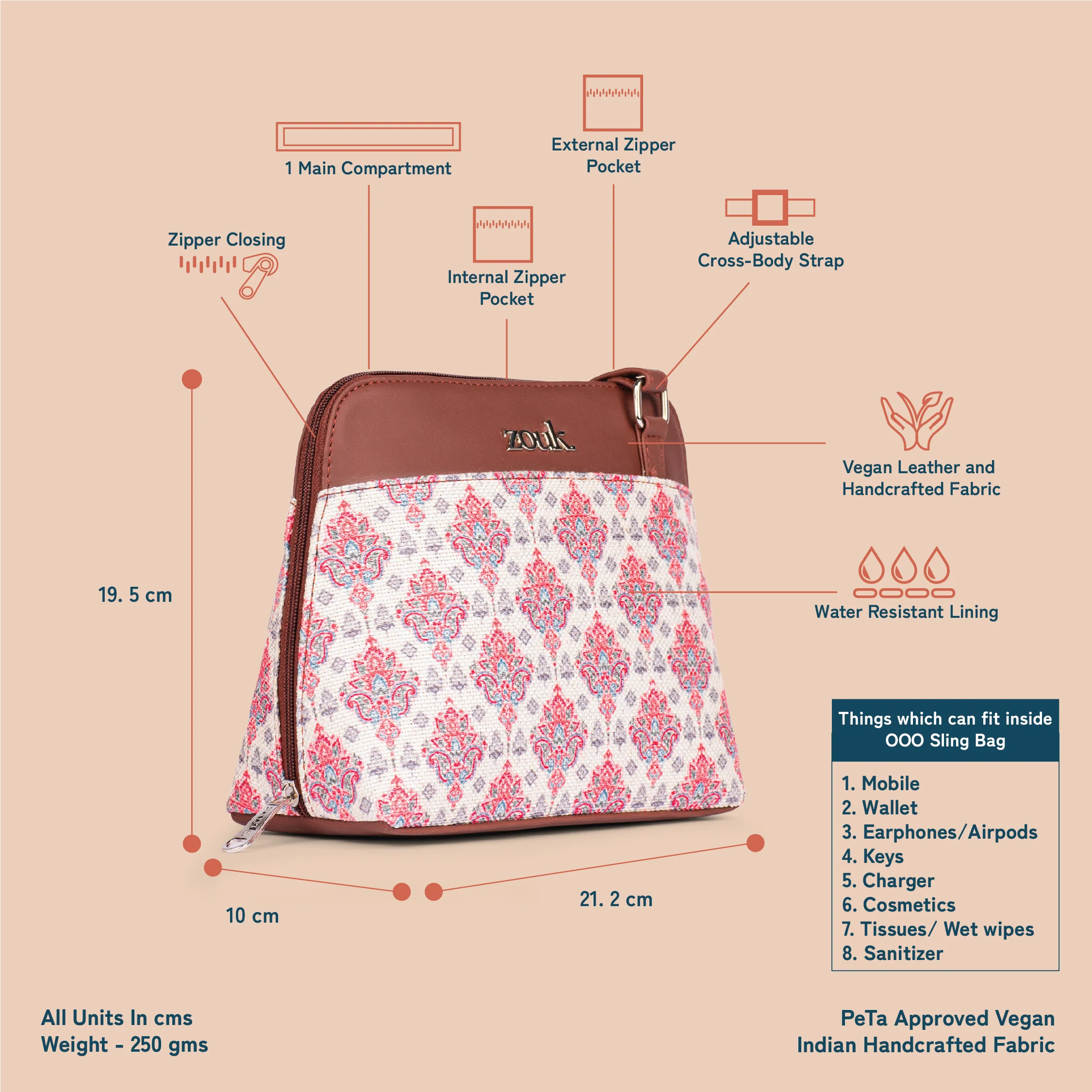 Kashmiri Tulips OOO Sling Bag - Image 5