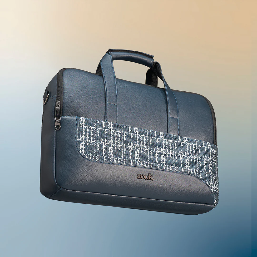 Madras Monochrome Office Laptop Bag (Blue) - Image 2