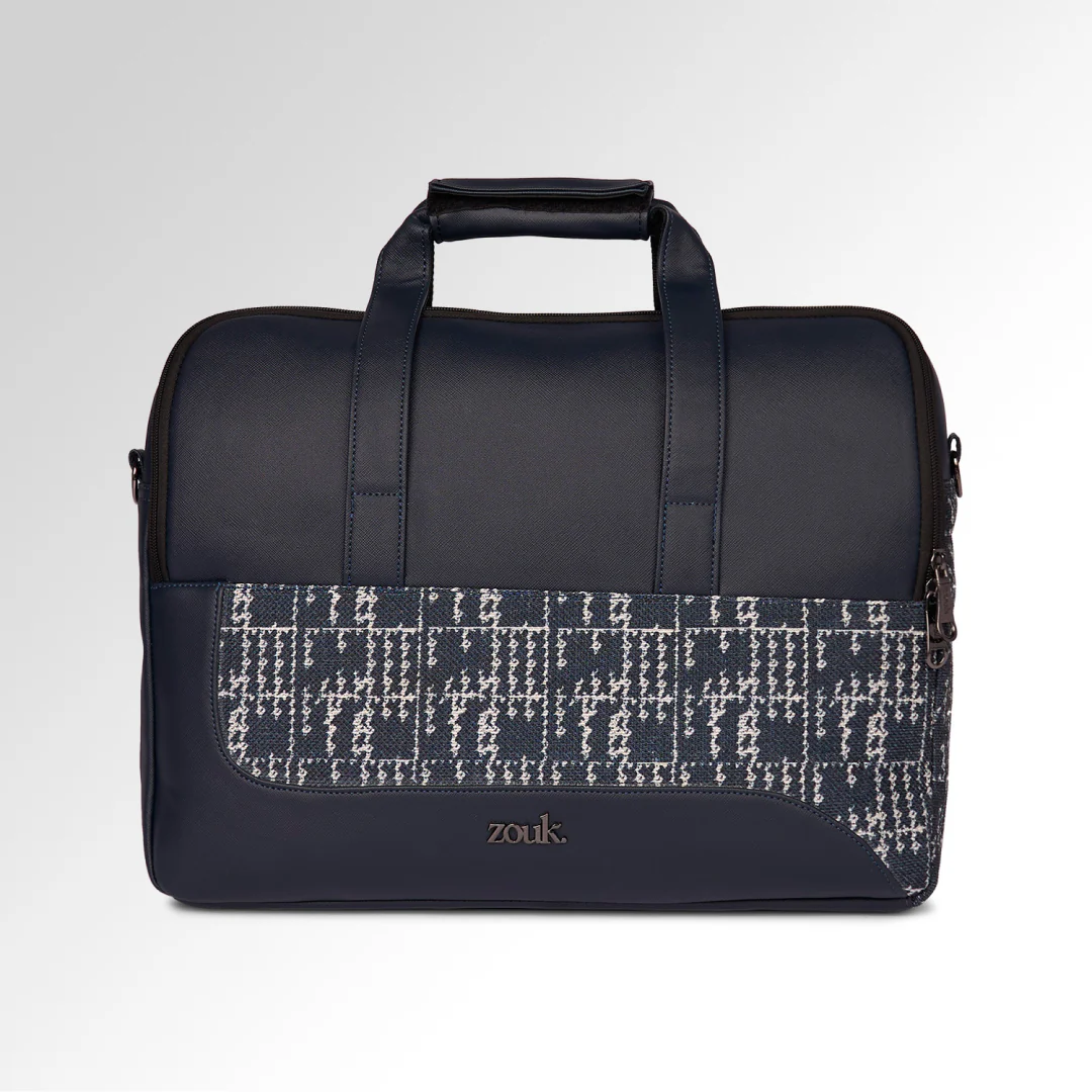 Madras Monochrome Office Laptop Bag (Blue) - Image 3
