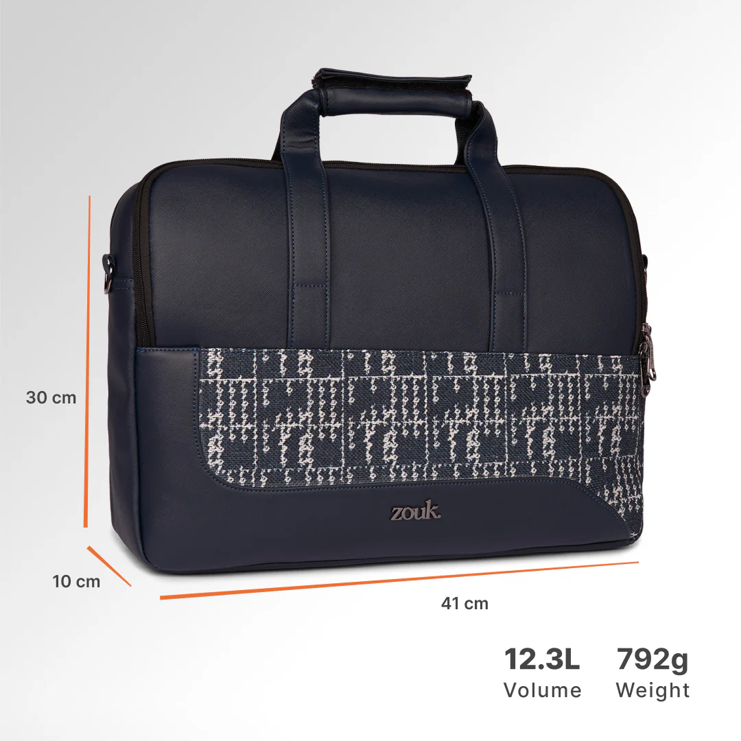 Madras Monochrome Office Laptop Bag (Blue) - Image 4