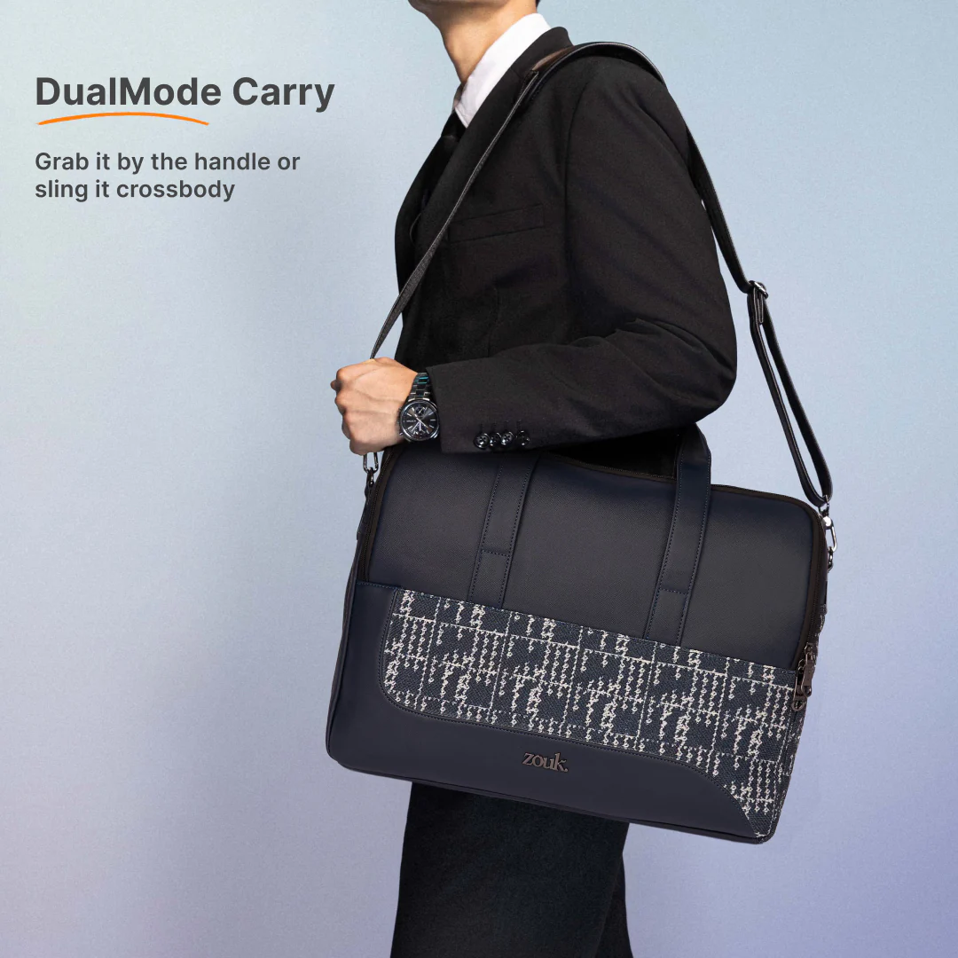 Madras Monochrome Office Laptop Bag (Blue) - Image 6