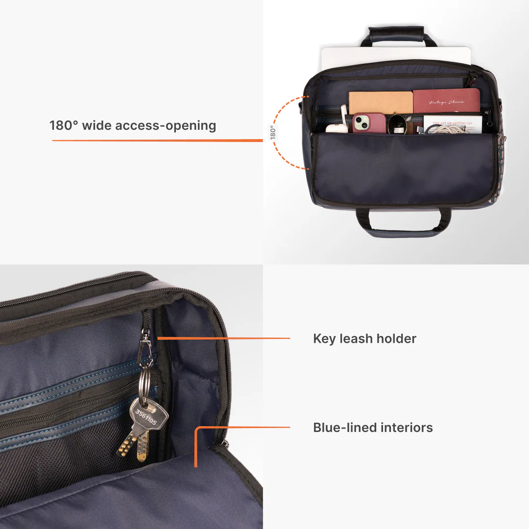 Madras Monochrome Office Laptop Bag (Blue) - Image 8
