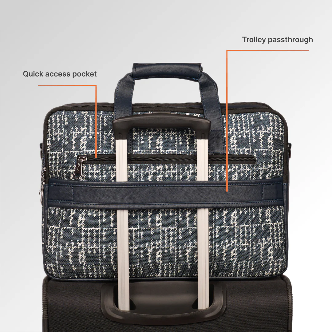 Madras Monochrome Office Laptop Bag (Blue) - Image 9