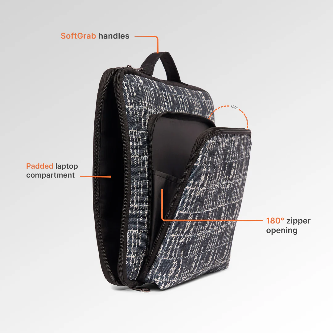 Madras Monochrome Signature Laptop Sleeve - 14inch (Black) - Image 6