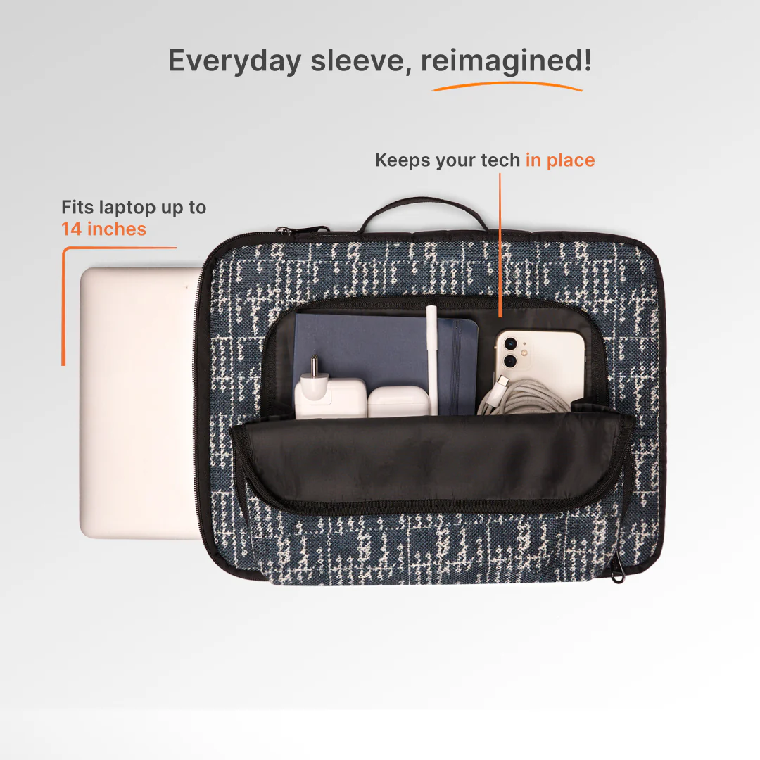 Madras Monochrome Signature Laptop Sleeve - 14inch (Black) - Image 7
