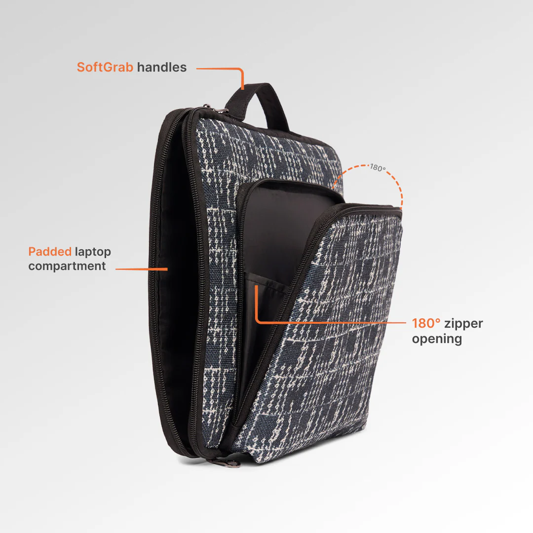 Madras Monochrome Urban Laptop Sleeve - 14inch (Black) - Image 6