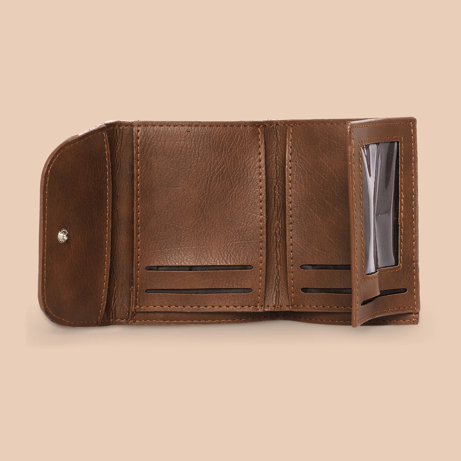 Falaknuma Brown Jaali Trifold Wallet - Image 6