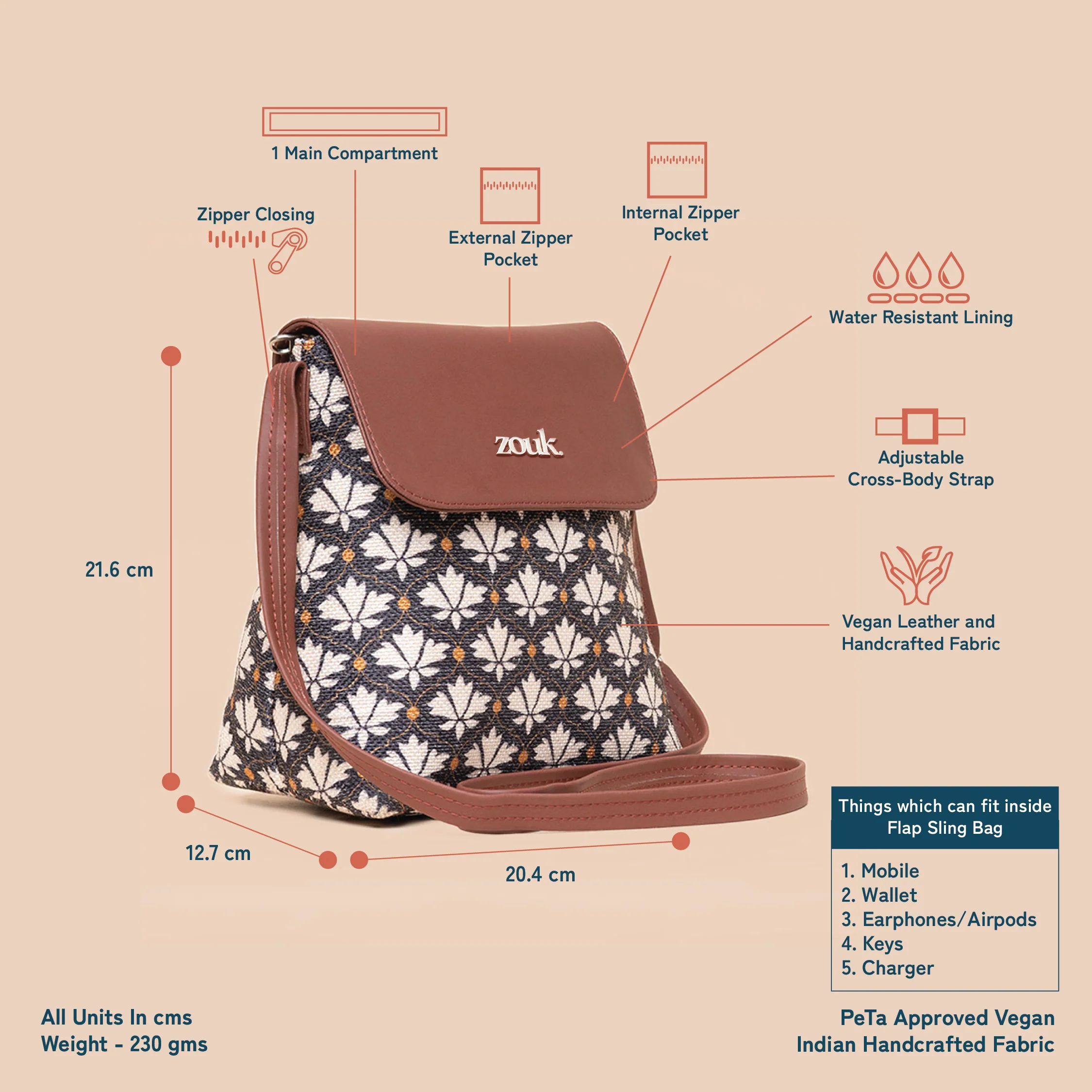 Bidri Kaiser Flap Sling Bag - Image 4
