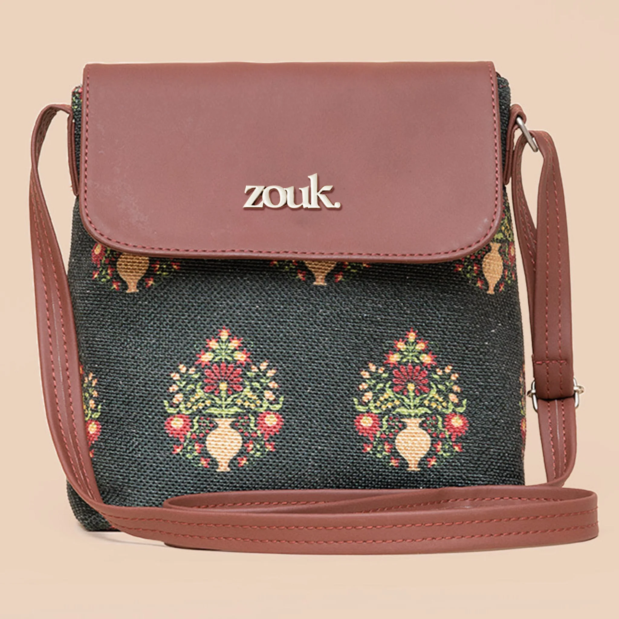 Royal Green Mogra Print Flap Sling Bag - Image 2