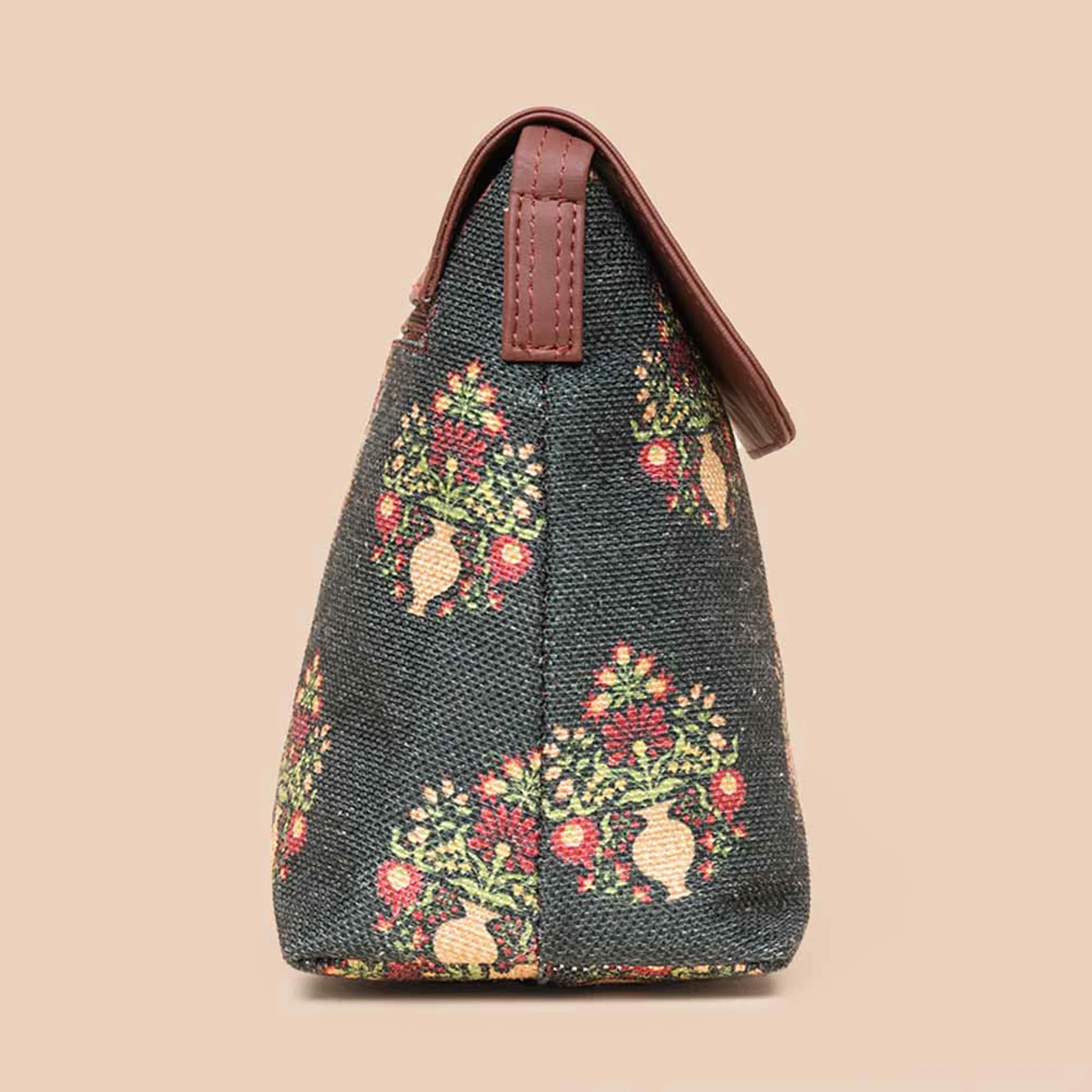 Royal Green Mogra Print Flap Sling Bag - Image 7