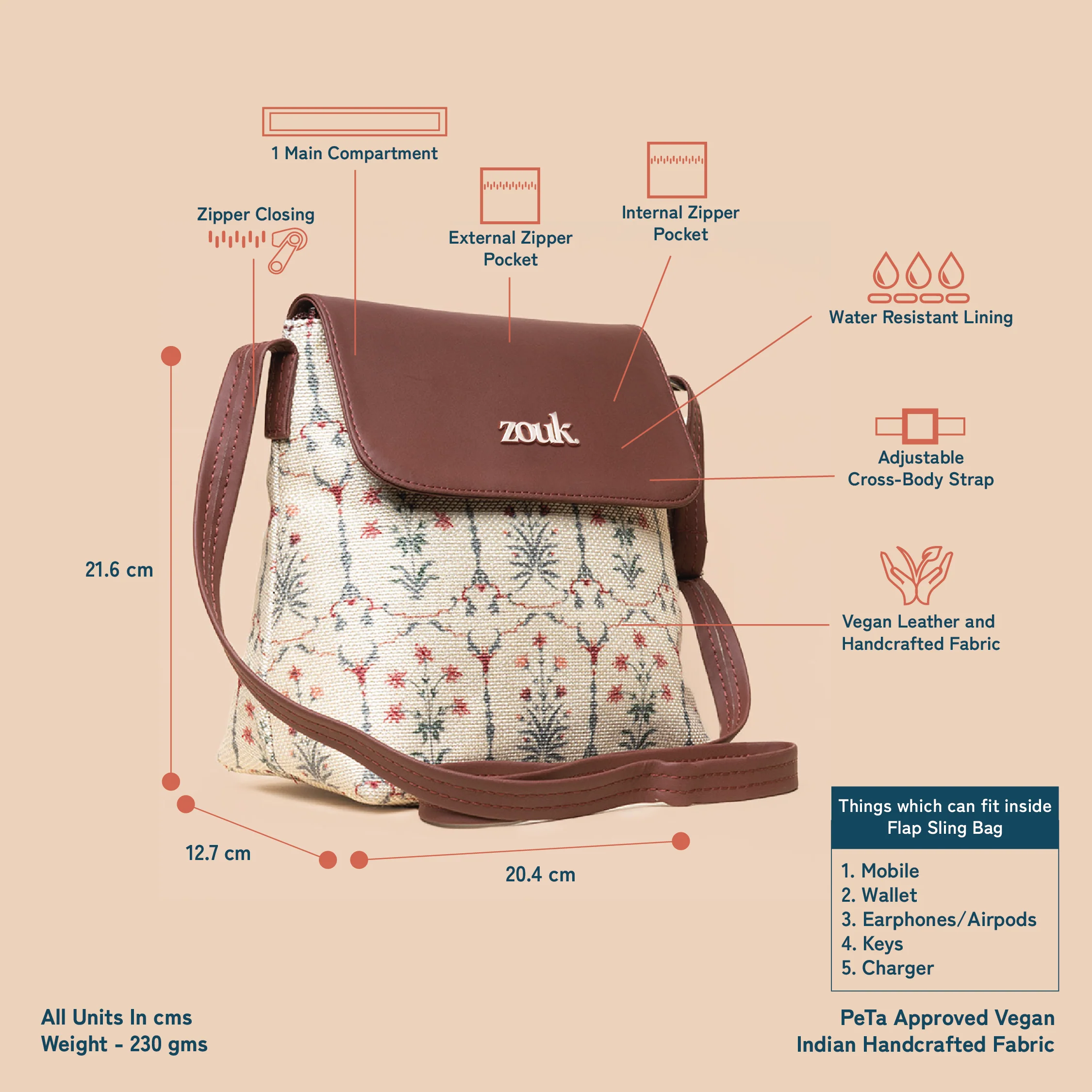 Taj Nakashi Flap Sling Bag - Image 4