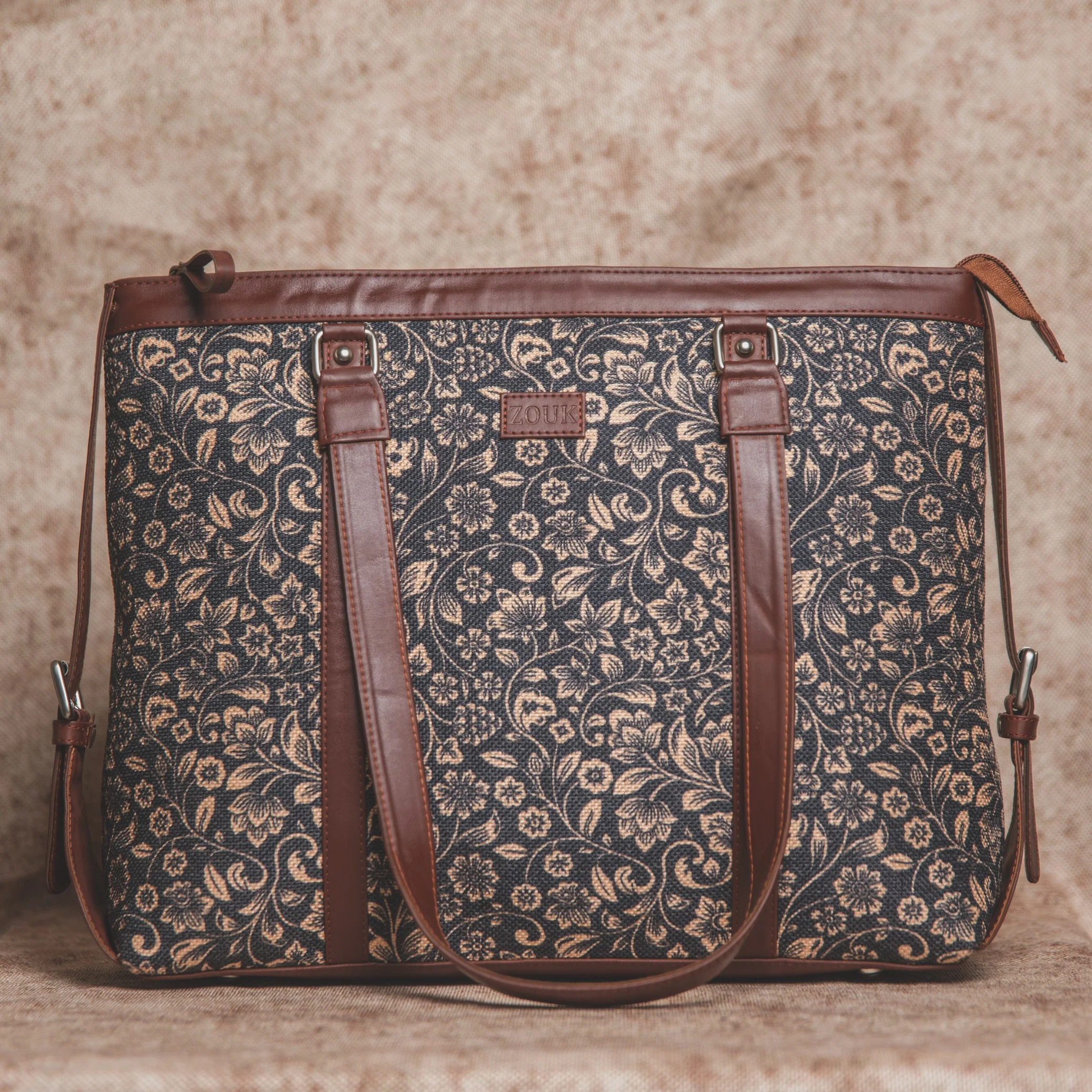 FloMotif and Royal Indian Peacock Motif - Office Bag & Chain Wallet Combo - Image 2