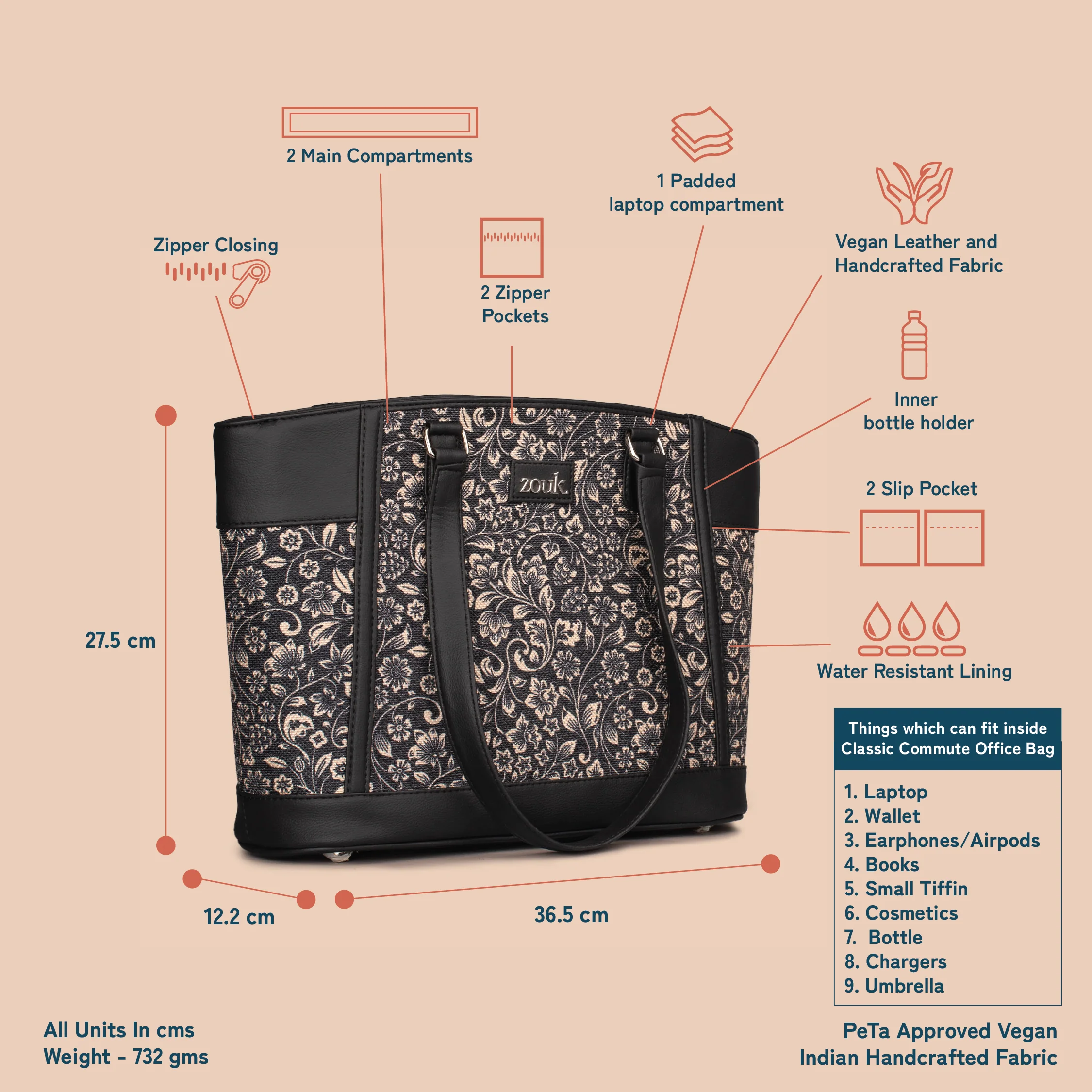 FloMotif Classic Commute Office Bag - Image 3