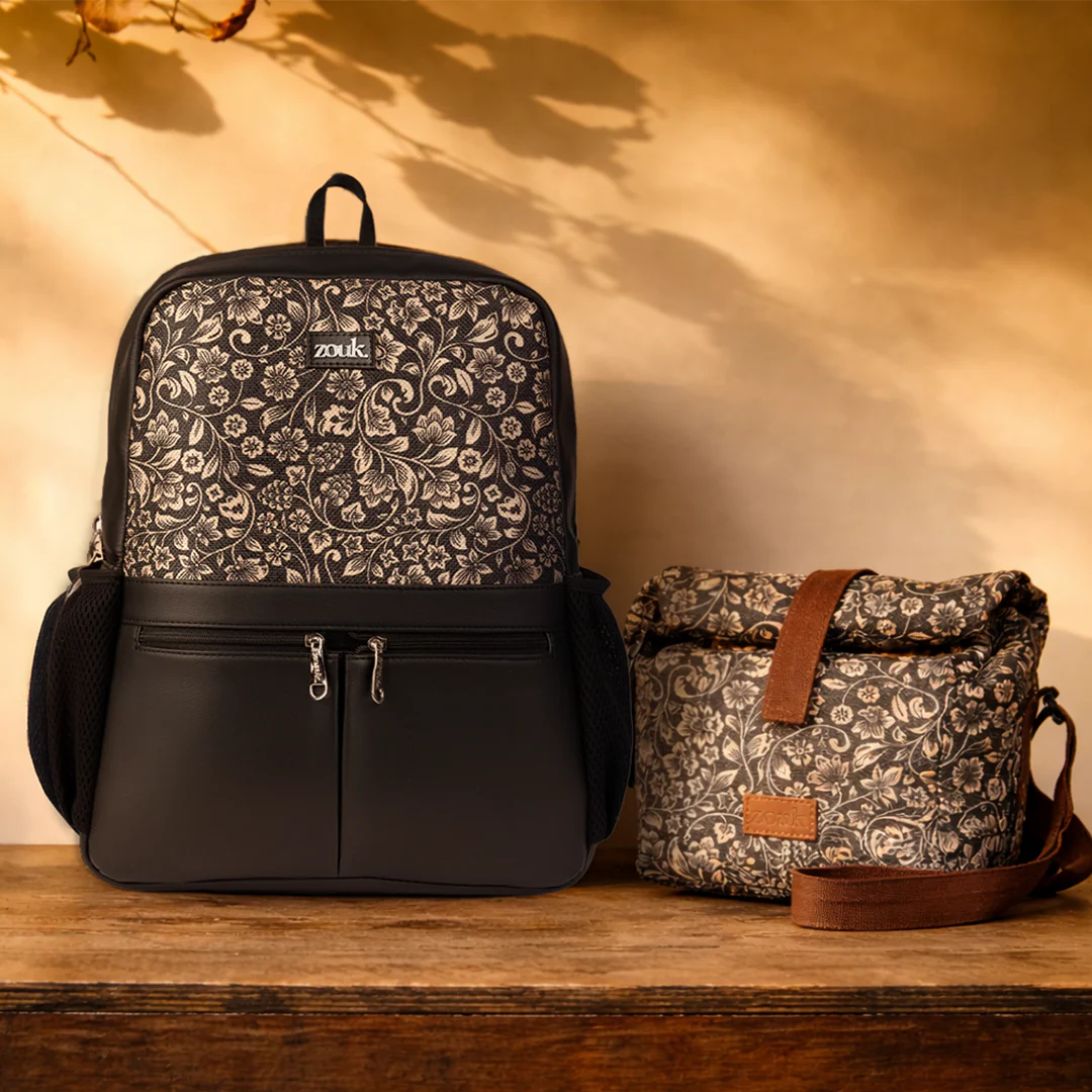 FloMotif Office Backpack & FloMotif Roll up Lunch Bag Combo