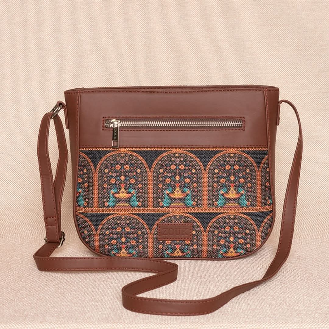 FloMotif & Royal Indian Peacock Motif - Statement Office Bag & U-Shaped Sling Bag Comb - Image 7