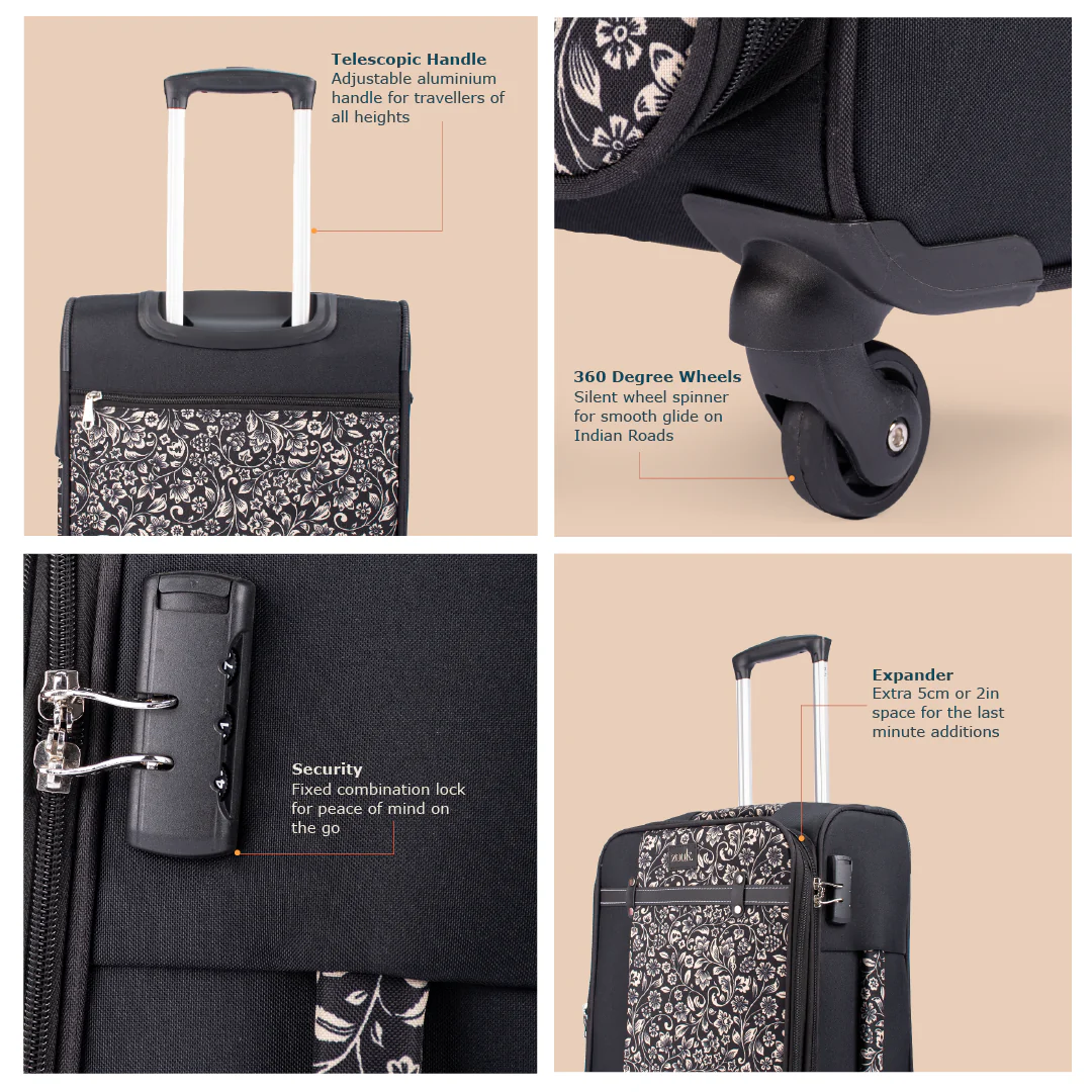 FloMotif Saira Trolley Bag - Black (Medium) - Image 6