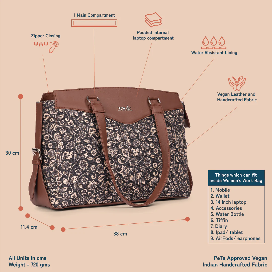 FloMotif Women's Work Bag Brown - Image 5