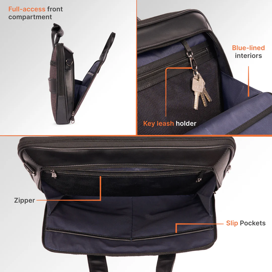 Golkonda Brass Executive Laptop Bag (Black) - Image 7