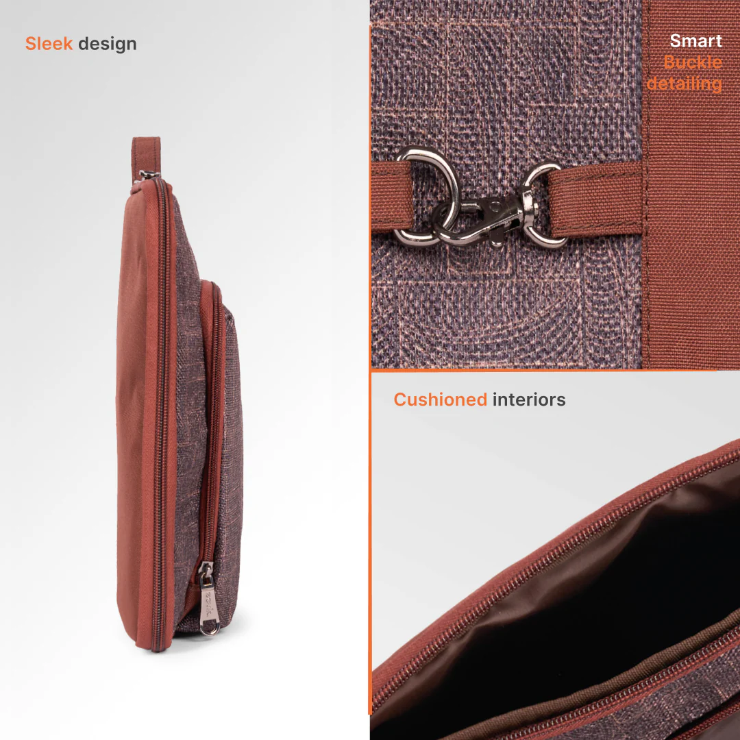 Golkonda Brass Signature Laptop Sleeve - 14inch (Brown) - Image 3