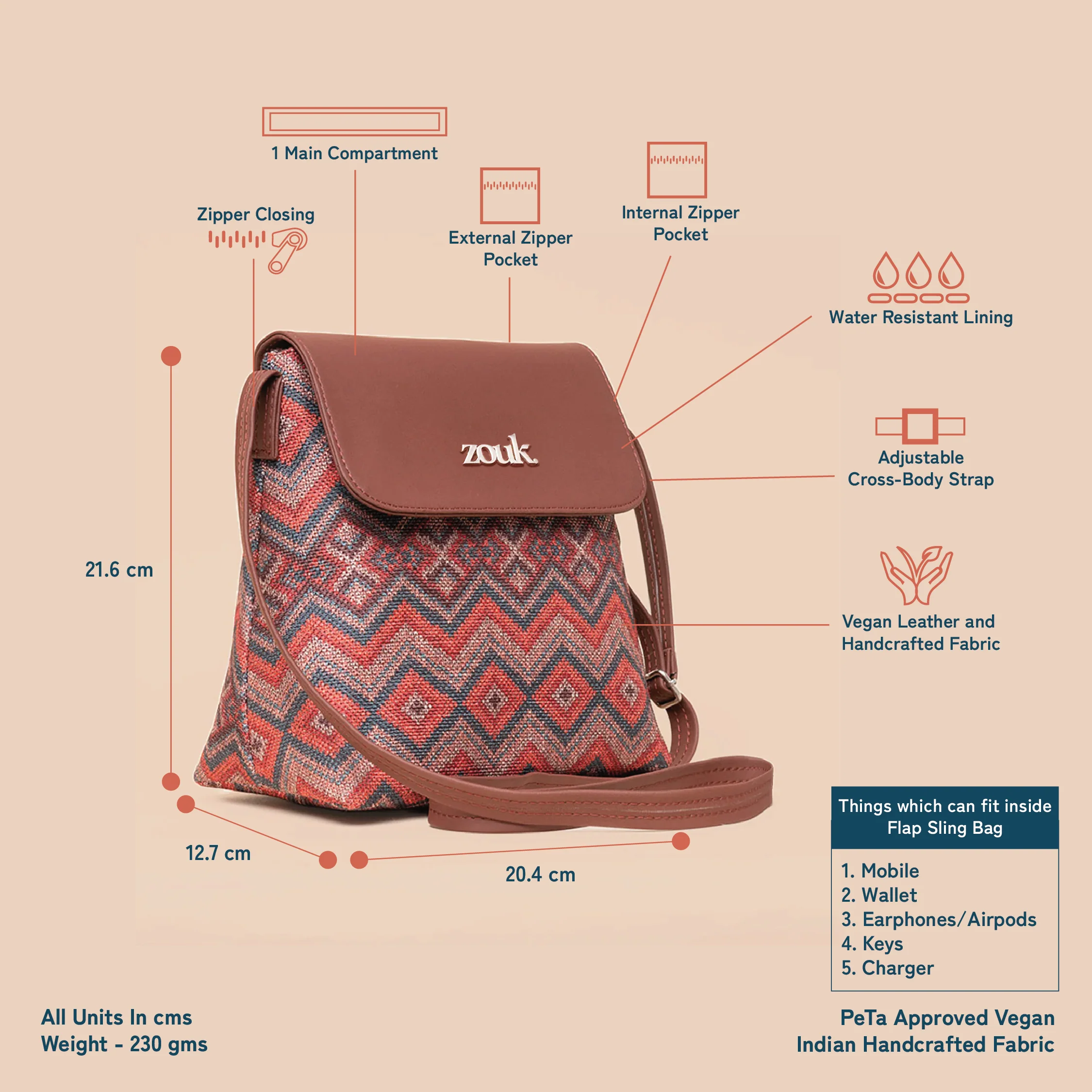 Gwalior Weaves Flap Sling Bag - Image 4