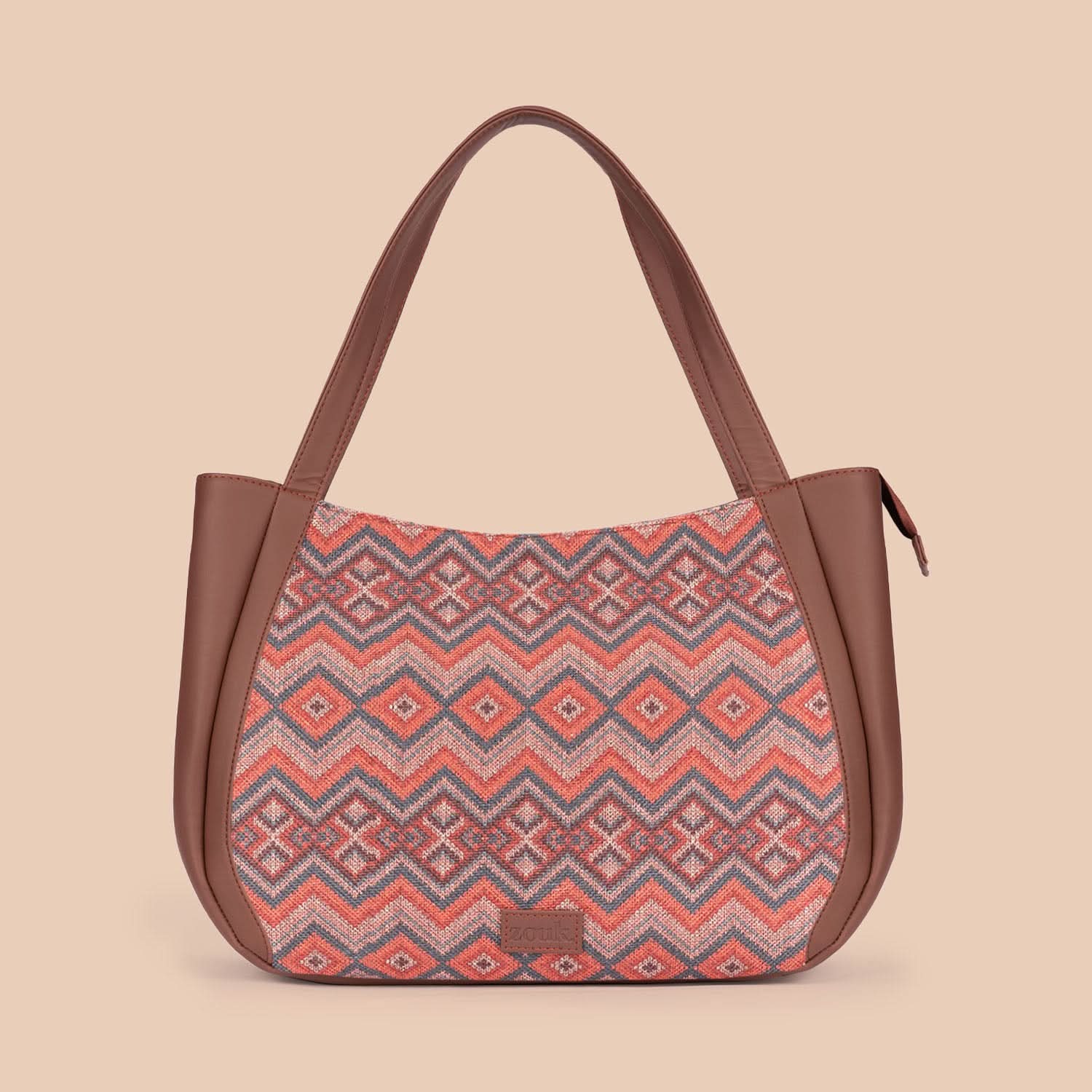 Gwalior Weaves & Royal Indian Peacock Motif - Luna Handbag & Chain Wallet Combo - Image 2