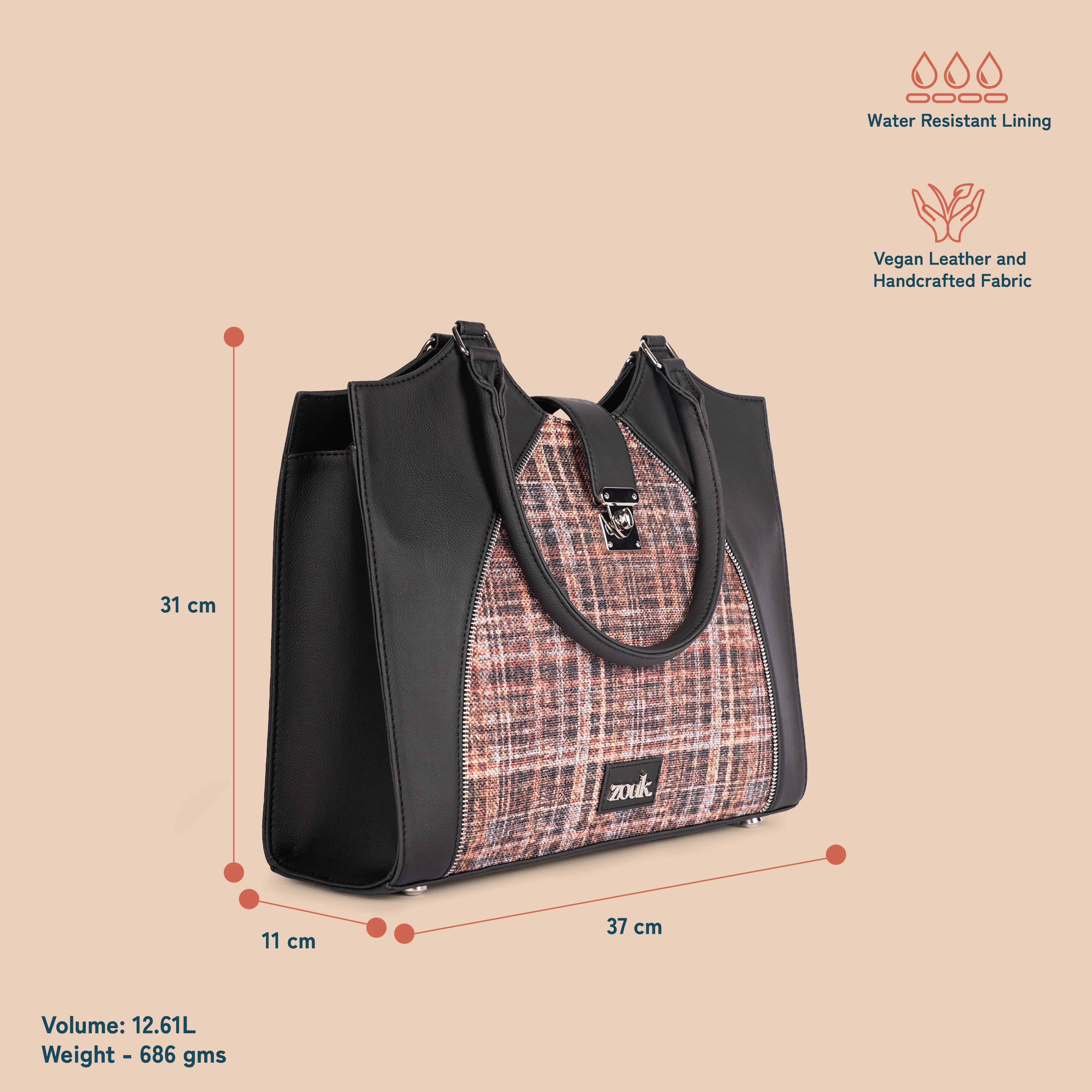 Harriet Office Bag - Cashmere Noir (Copper) - Image 4