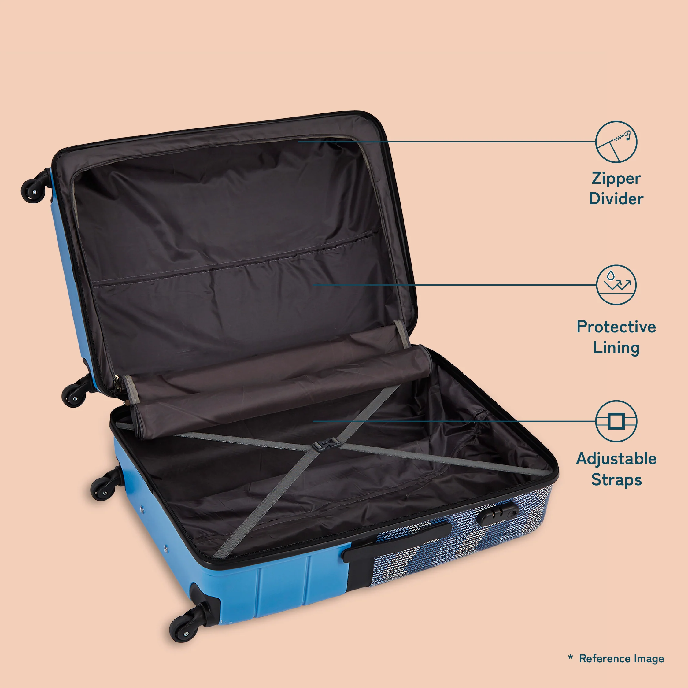 Himachal Chevron Blue Raahi Trolley Bag - Image 11