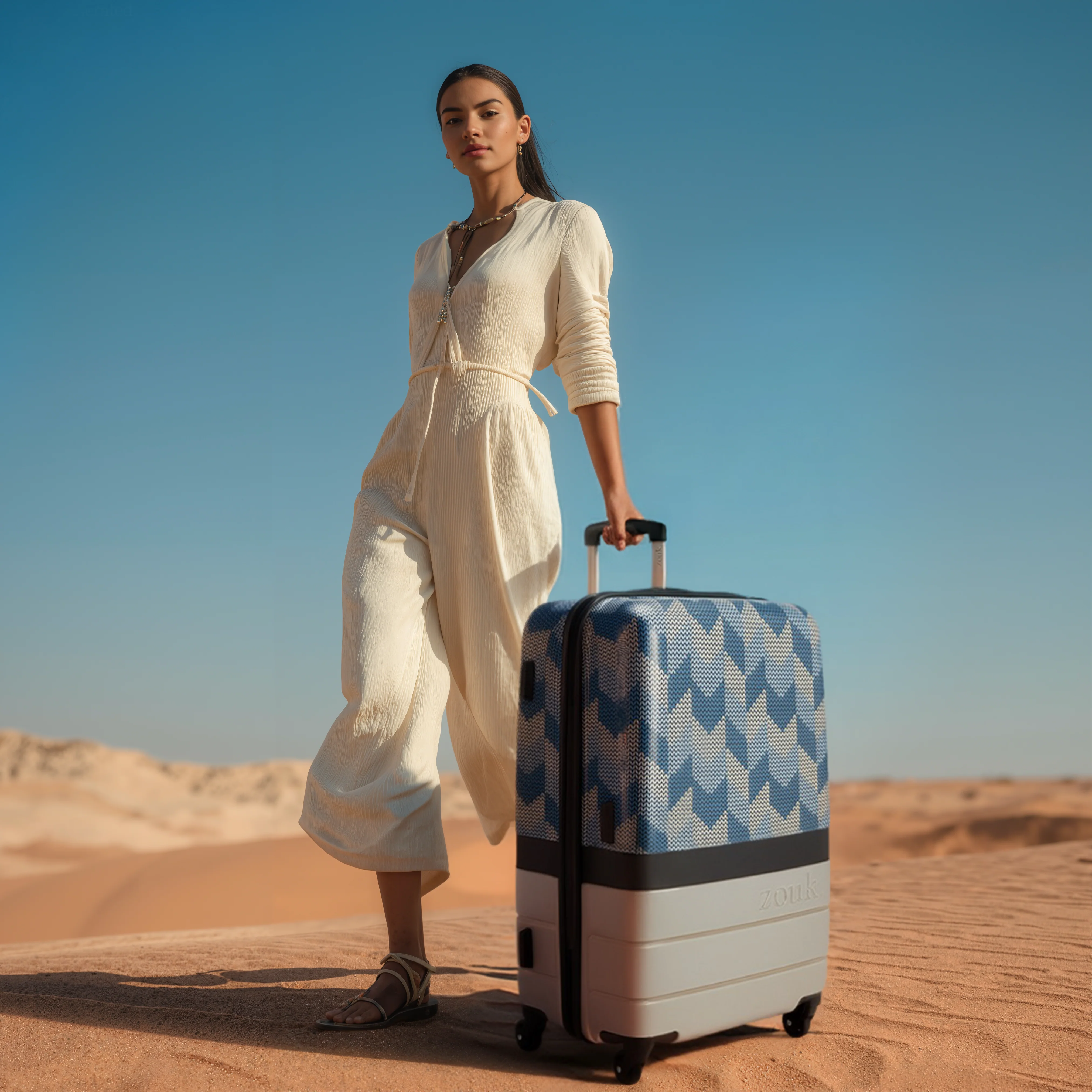 Himachal Chevron Grey Raahi Trolley Bag - Image 2