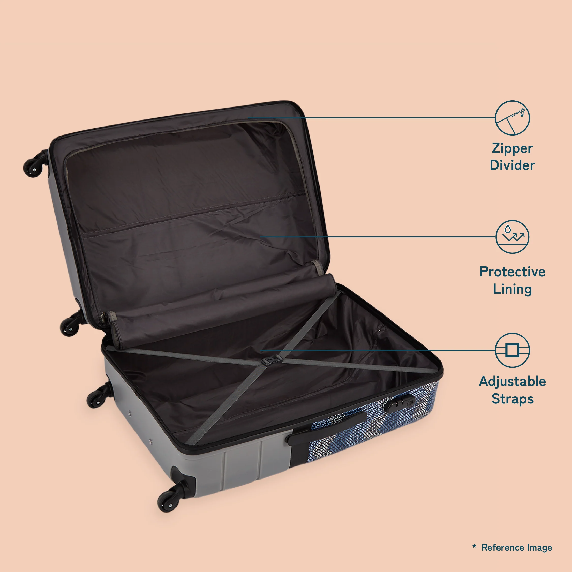 Himachal Chevron Grey Raahi Trolley Bag - Image 9